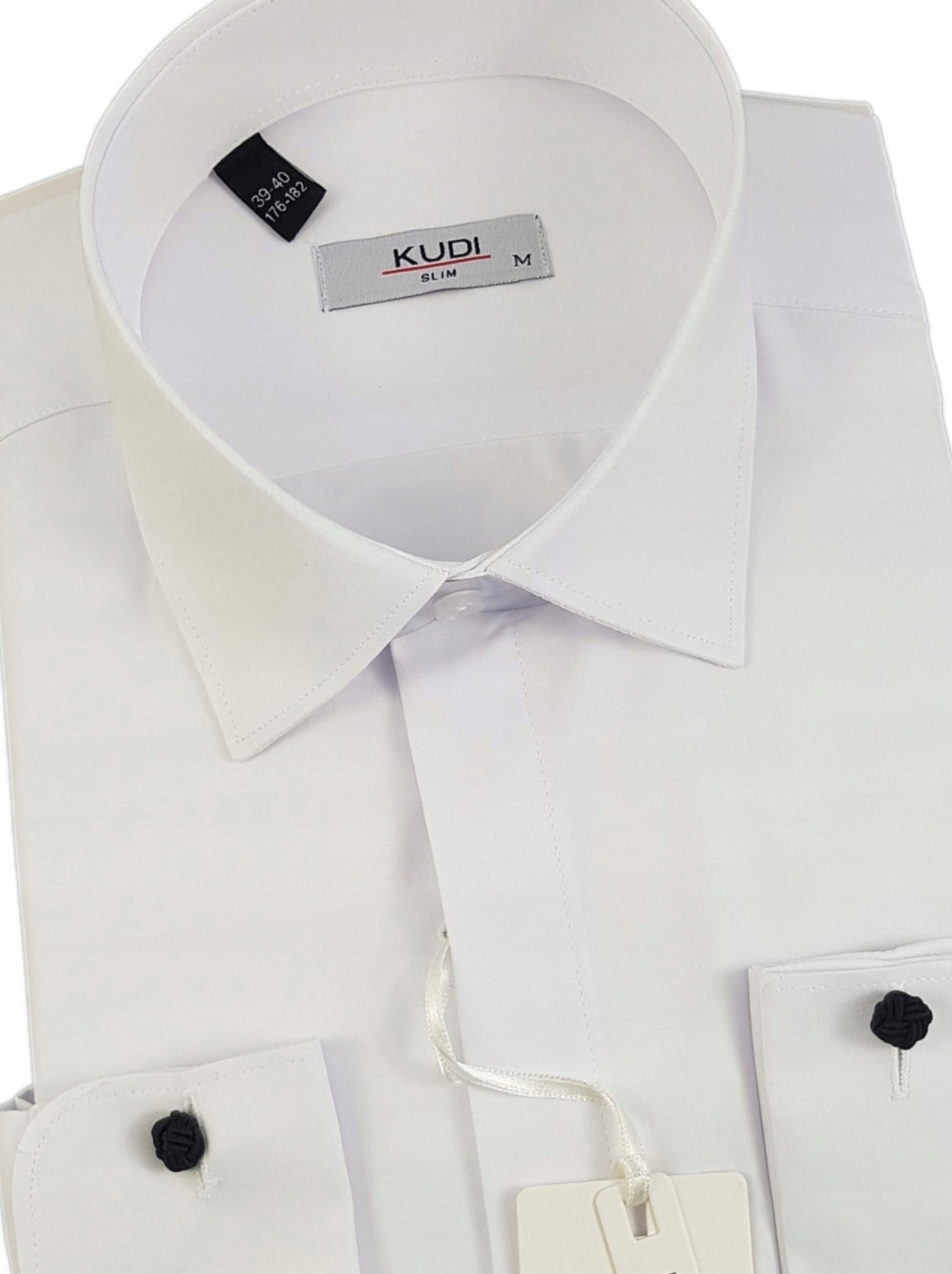 Kudi pánská košile bílá 87% Bavlna na slim fit knoflíčky vel. 45/46 5XL 188 2001