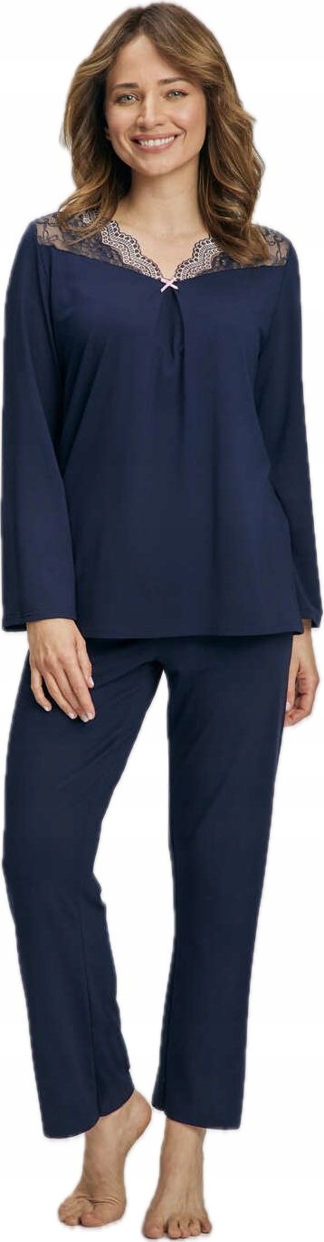 WADIMA 104671 PIŻAMA wiskozowa MODAL ELEGANCKA KORONKA GRANATOWA XXL