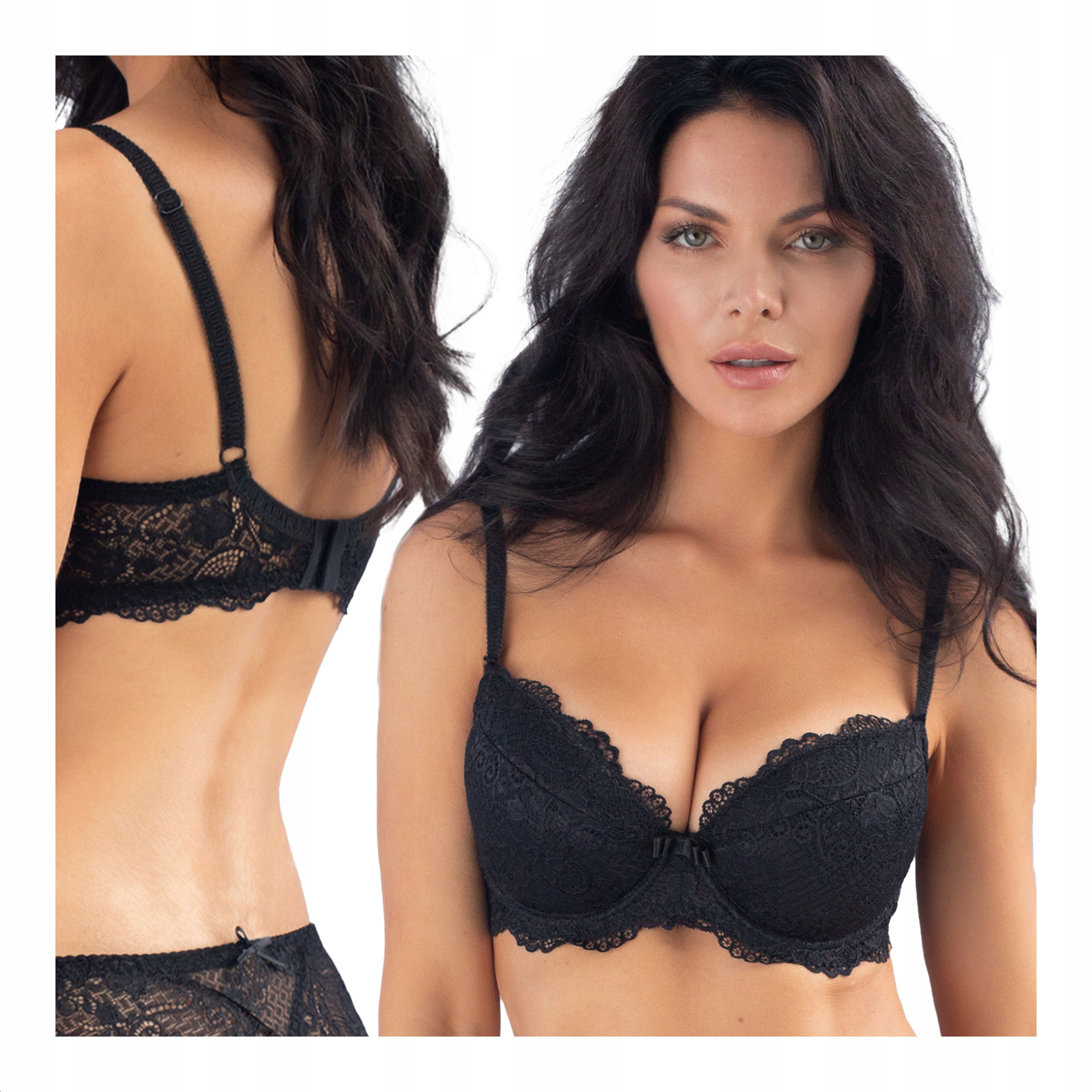 Podprsenka balkonetka dámská krajková push up podprsenka černá Kleo 85D