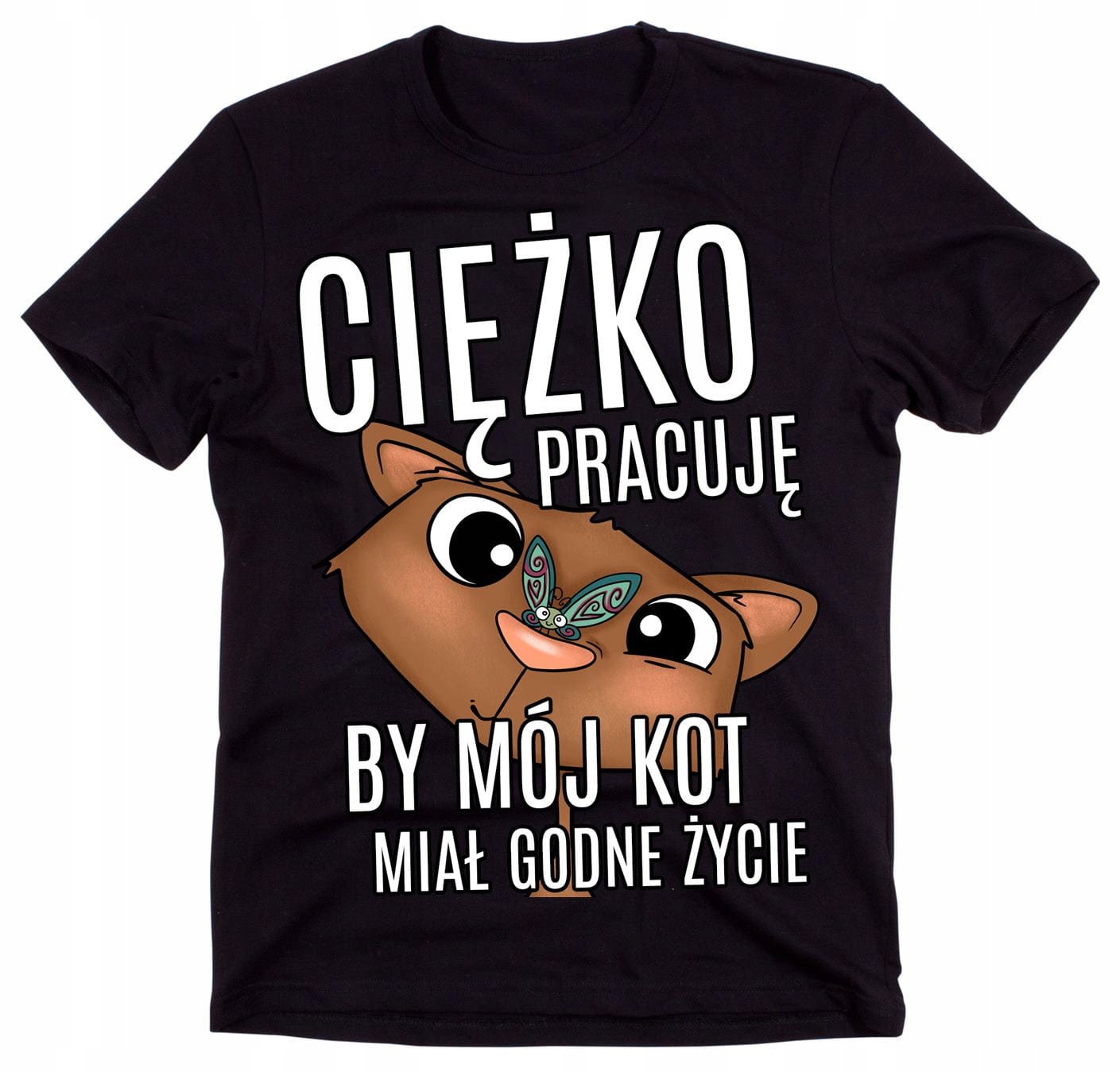 

Koszulka męska z kotem -Ciężko pracuję roz M