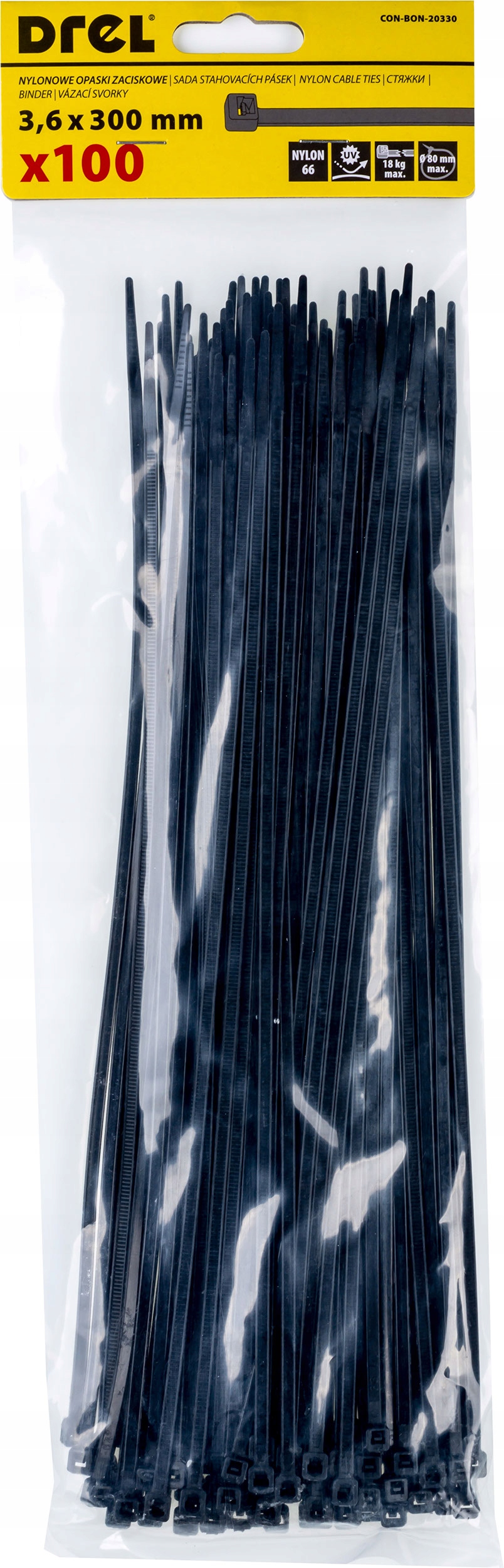 

Opaska kablowa zaciskowa nylonowa 3,6x300mm 100szt