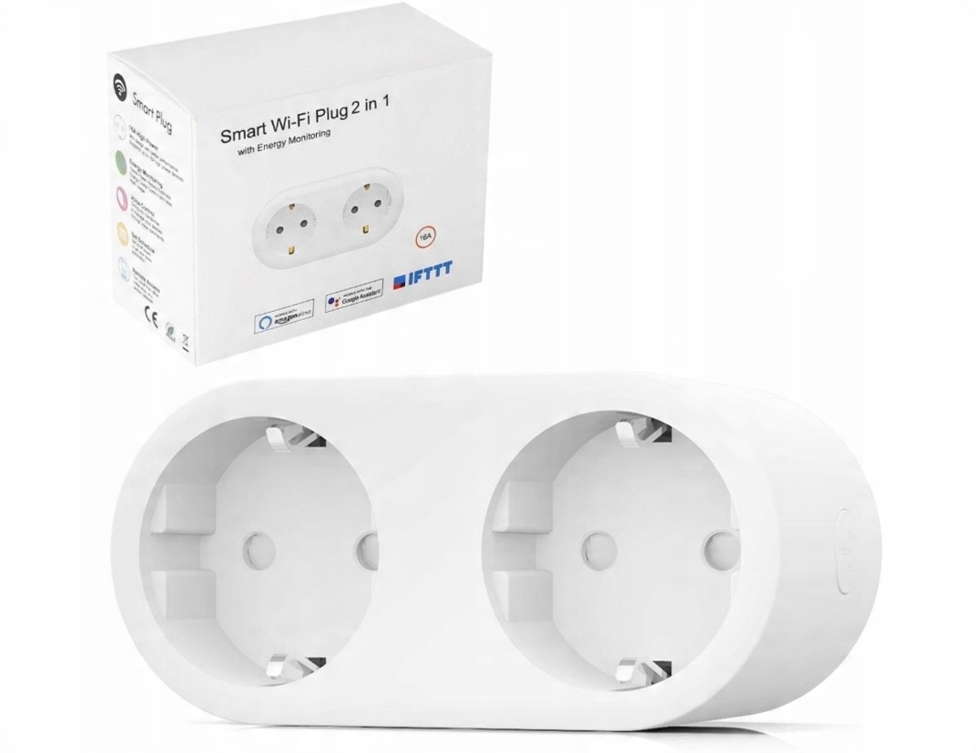 

Tuya inteligentne podwójne gniazdko WiFi Smart 16A