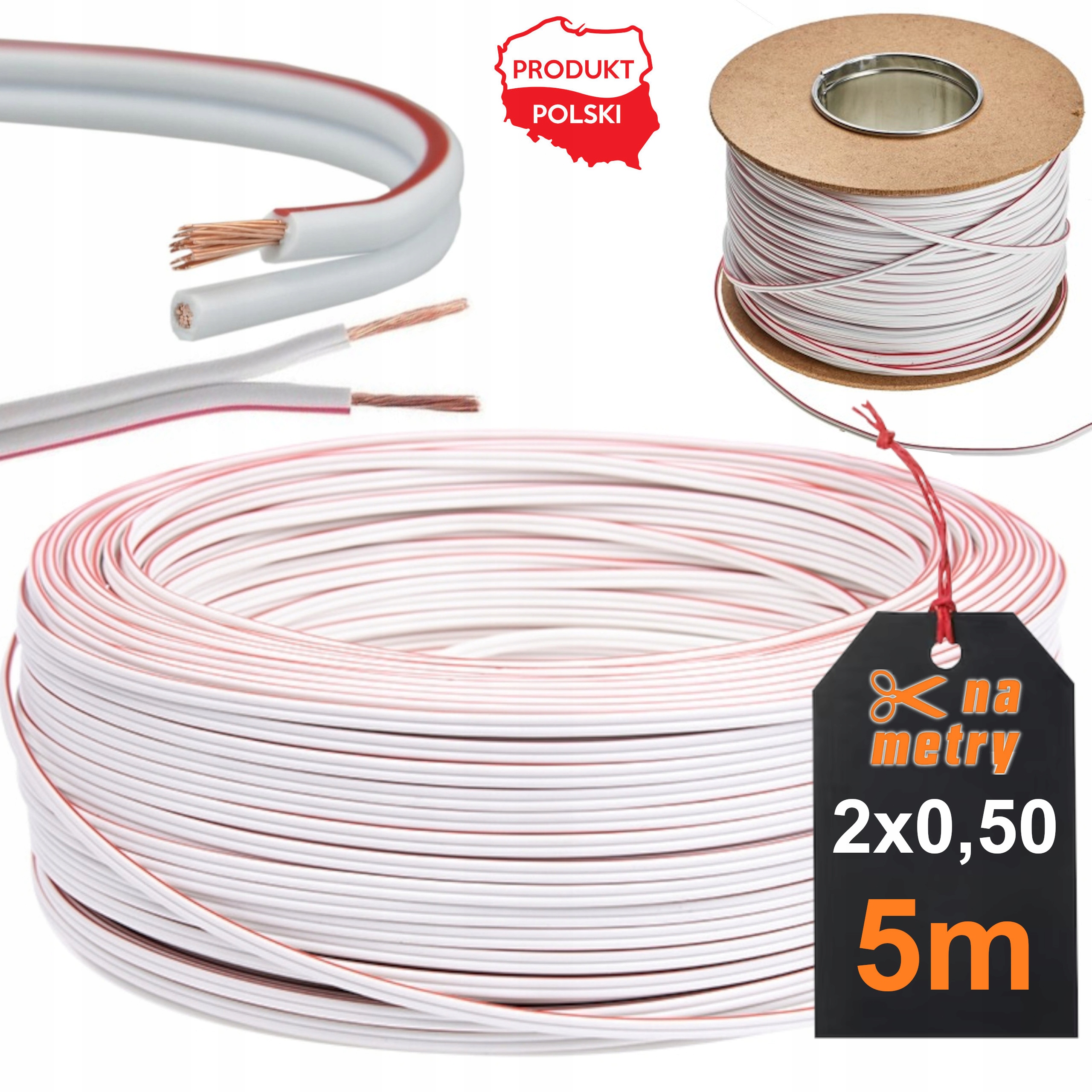 Kabel Pro Led 50M Bílý 2x0,5 Měděný