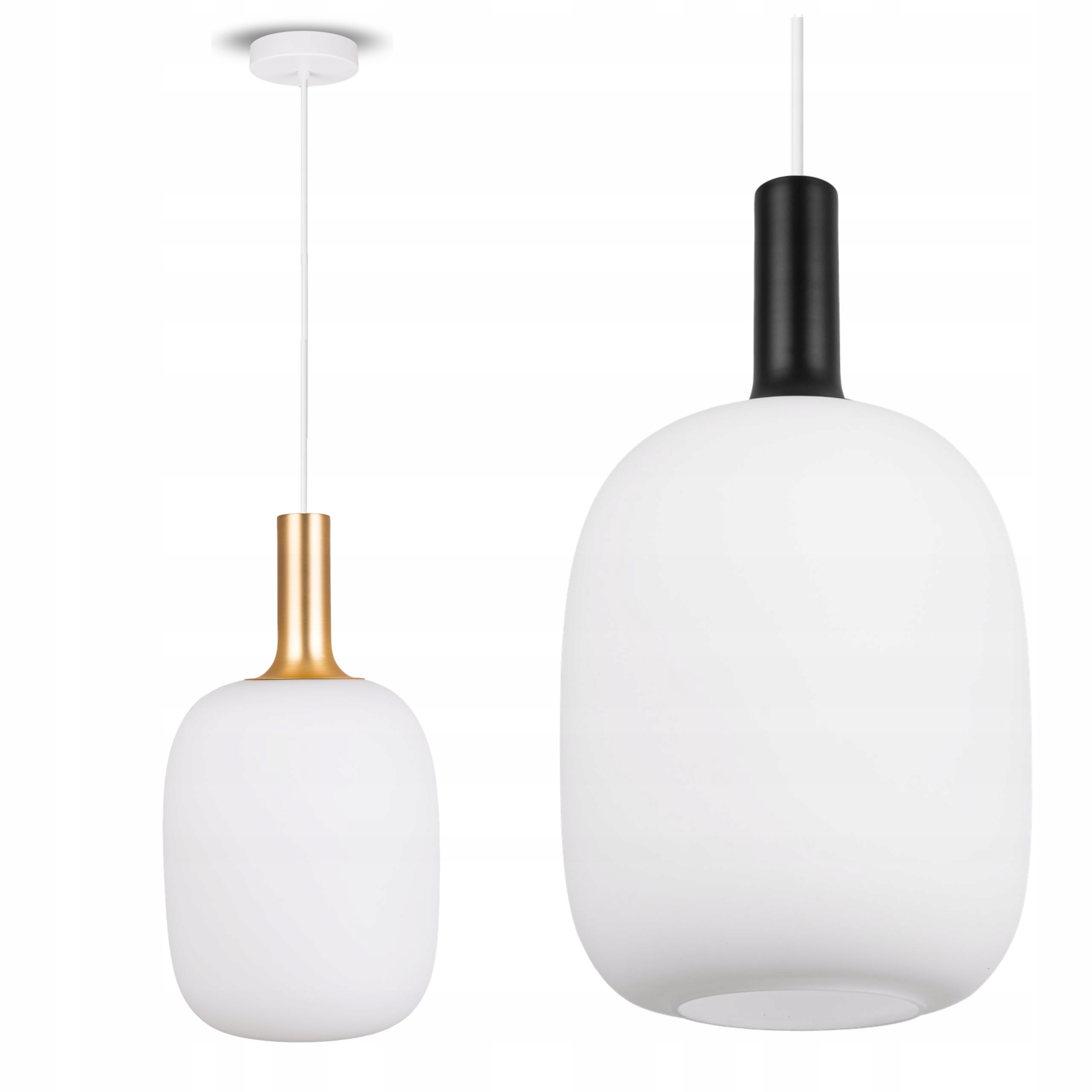 Skleněná závěsná stropní lampa do pokoje E27 bílá Klosz s ozdobnými prvky