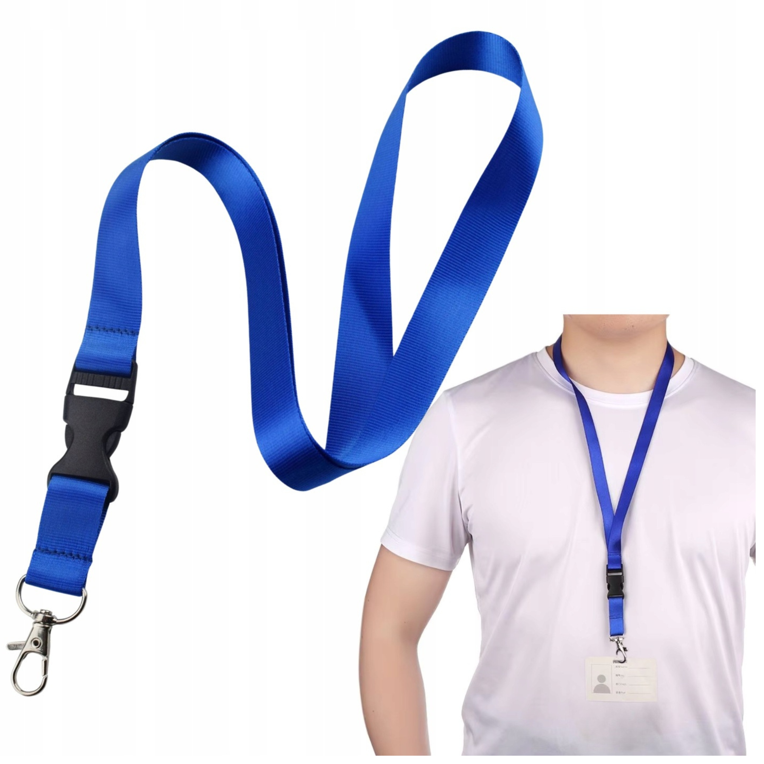 Smycz Na Klucze Telefon Identyfikator Smyczka Na Szyję Mocna Niebieska