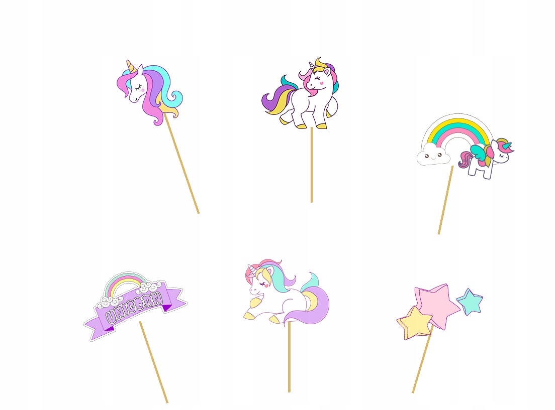 

Topper Pikery na tort Jednorożec Unicorn 6szt W2