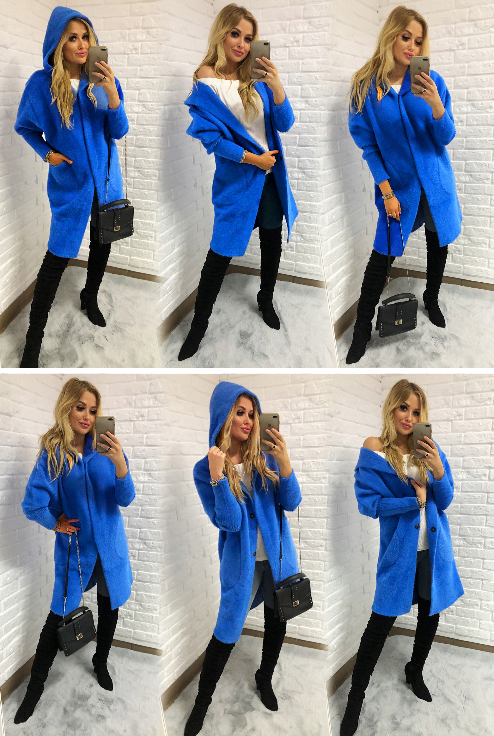 ALPAKI SWETER PŁASZCZ WEŁNA KOLORY oversize DŁUGI Materiał dominujący inny