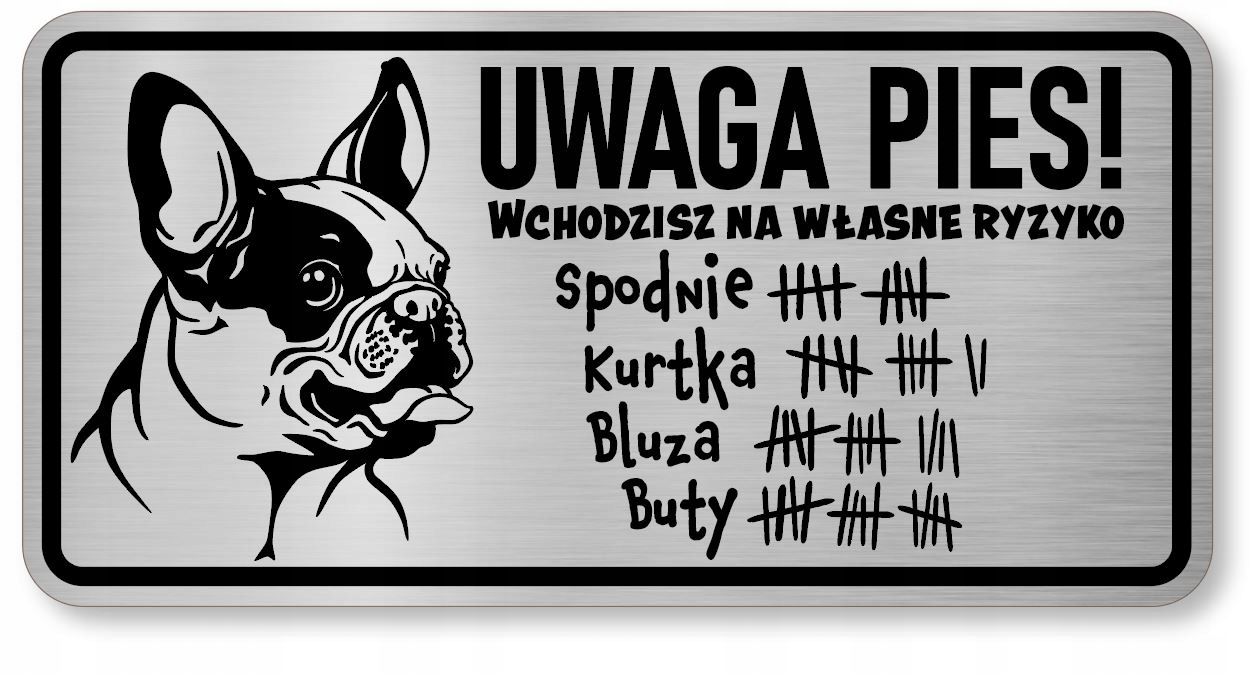 

Tabliczka uwaga pies śmieszna Buldog Francuski