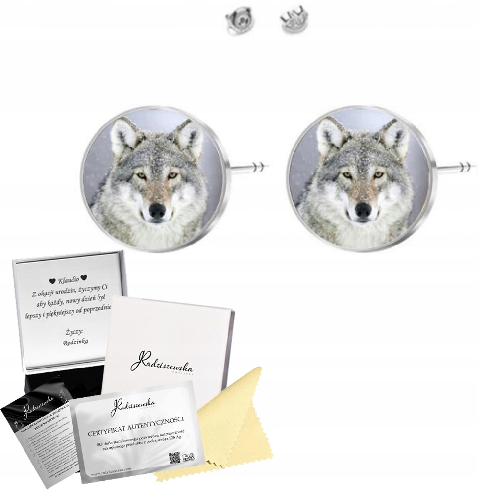 Stříbrné Náušnice s vlkem Foto Šperky Foto Dárek 925 Dedikace