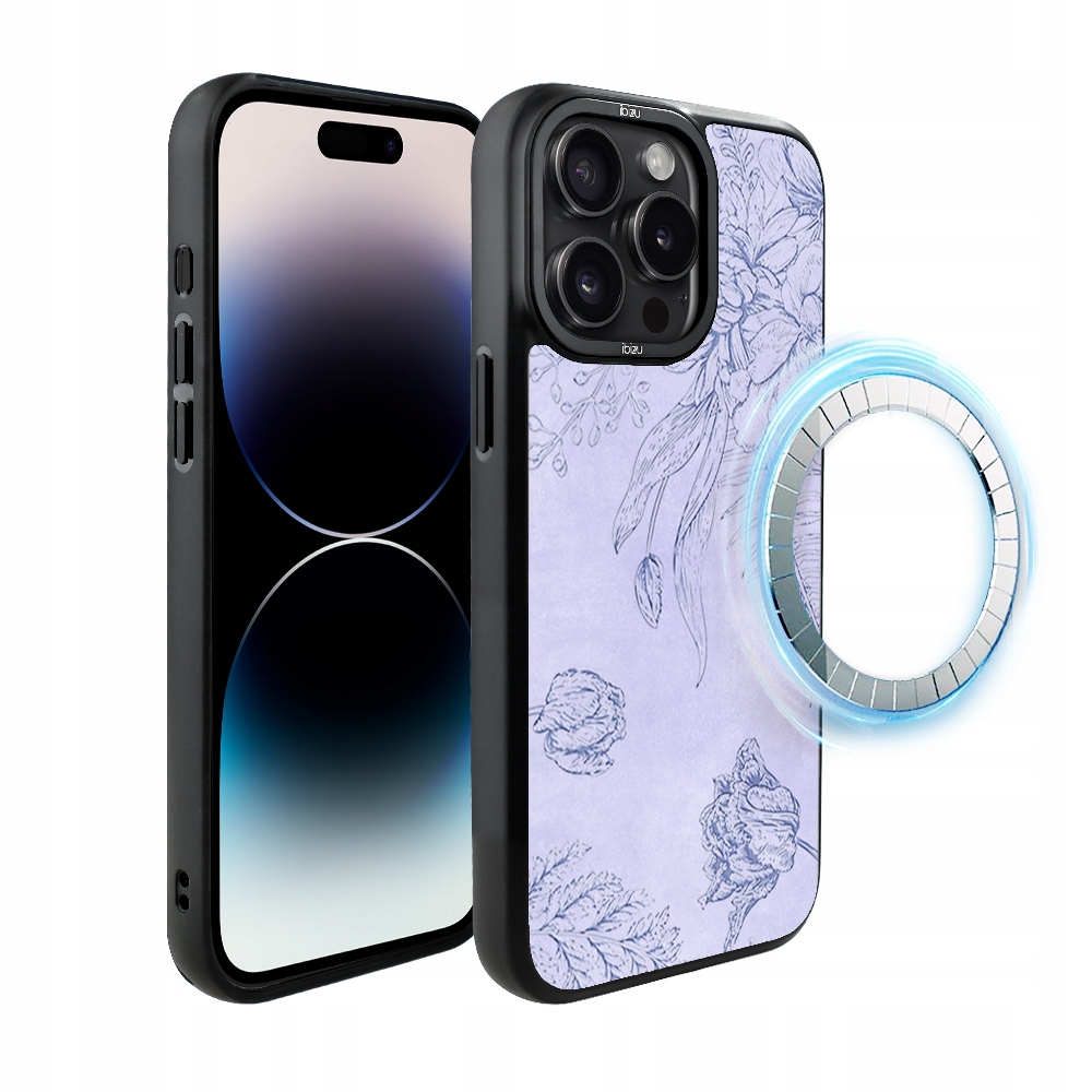 Pouzdro pro iPhone 14 Pro Ibizu DropGuard Matt s MagSafe, Květinový reliéf