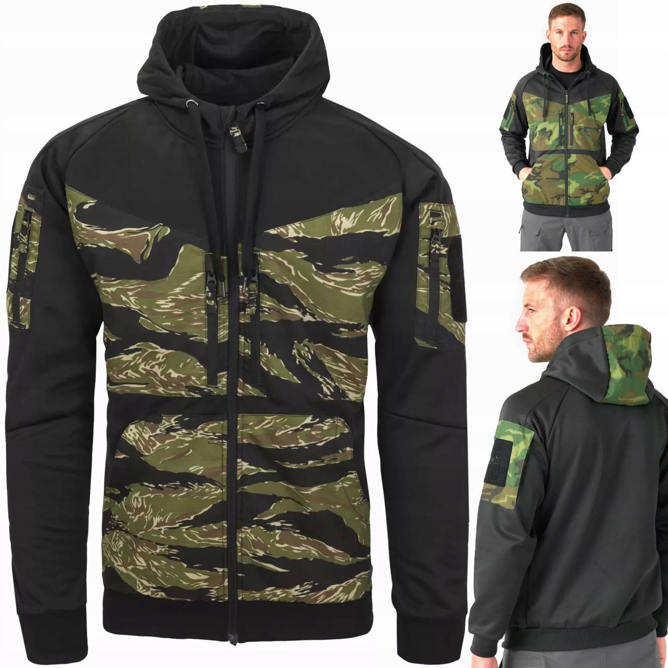 mikina s kapucí rozepínací Pánská Rogue Hoodie Fullzip Helikon Woodland XXL