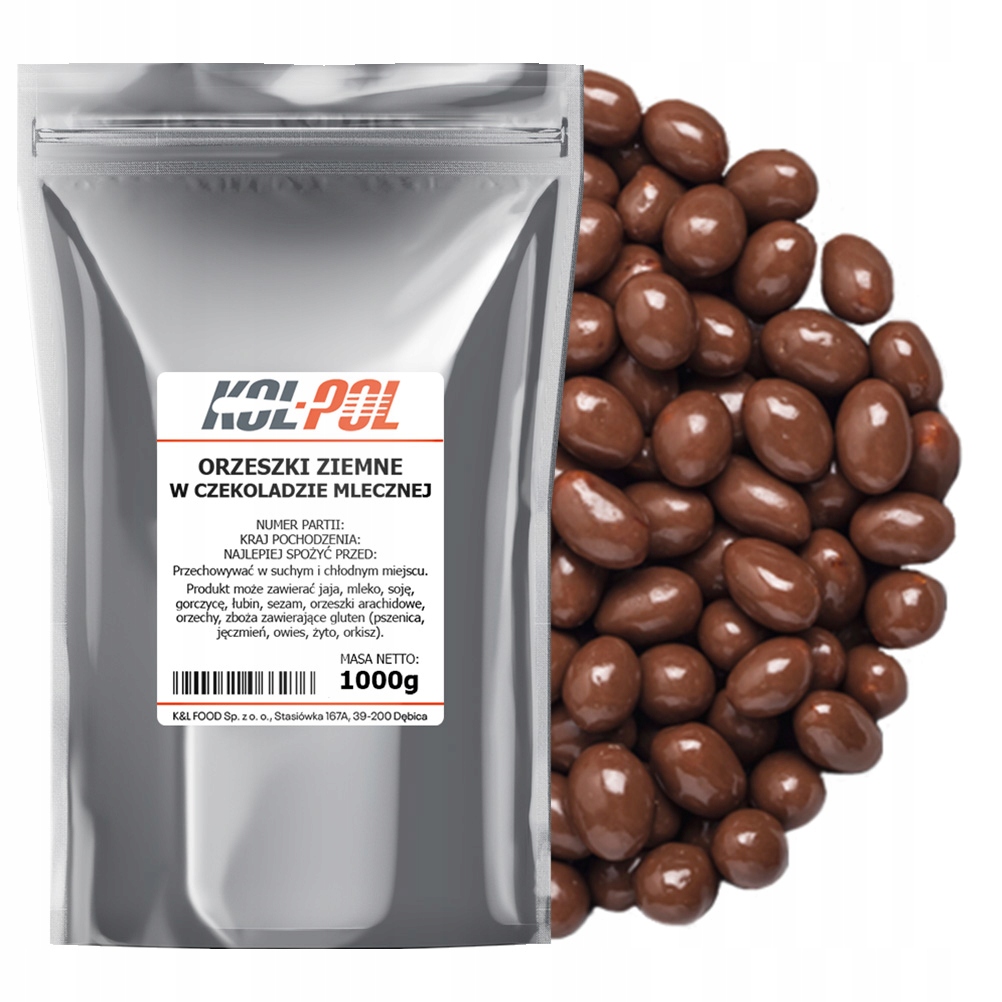 Levně Arašídy v mléčné čokoládě 1kg Pražené ořechy kvality Kol-Pol
