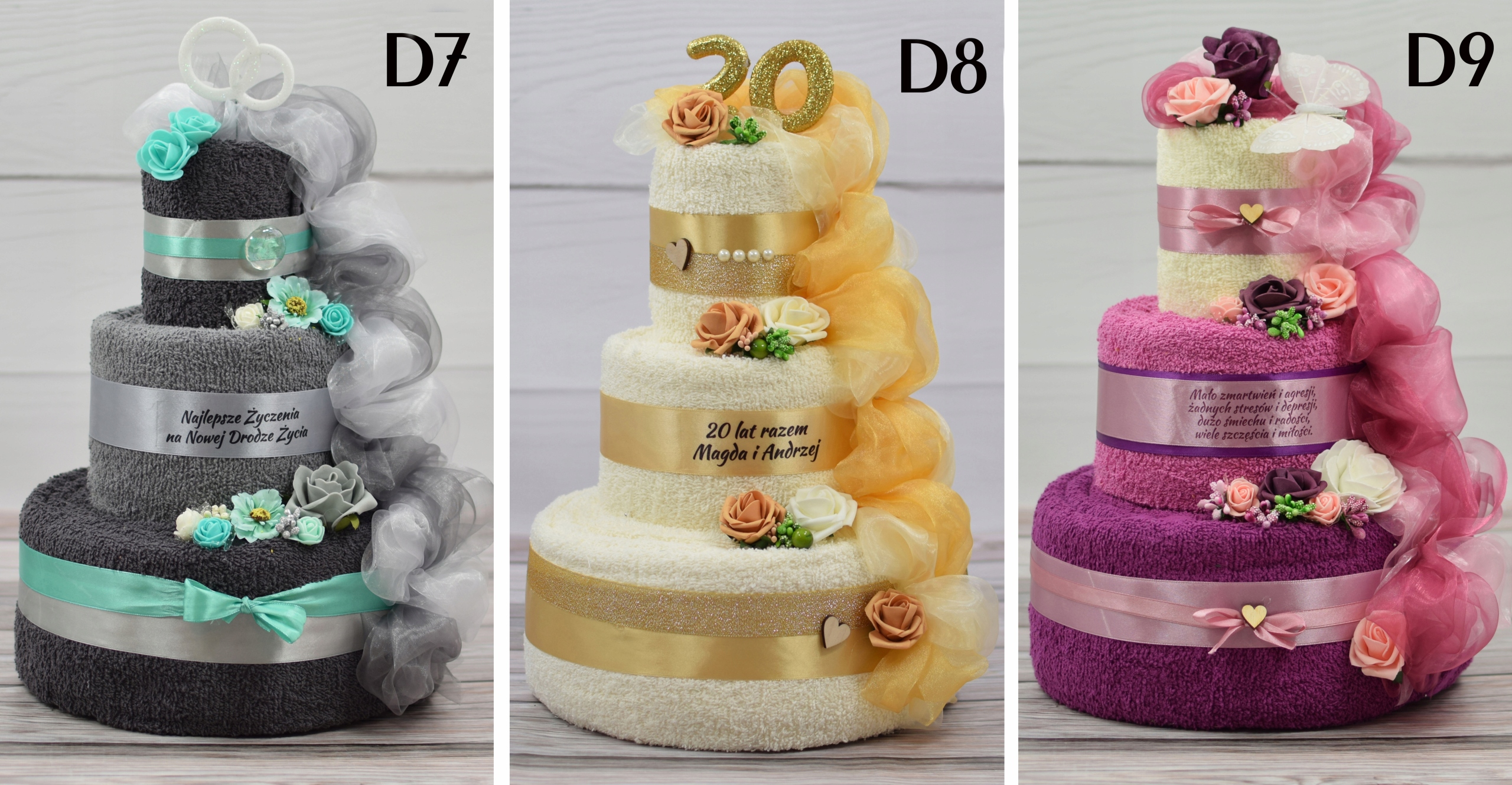 Tort z ręczników PREZENT na Ślub Rocznicę Urodziny Waga produktu z opakowaniem jednostkowym 2 kg