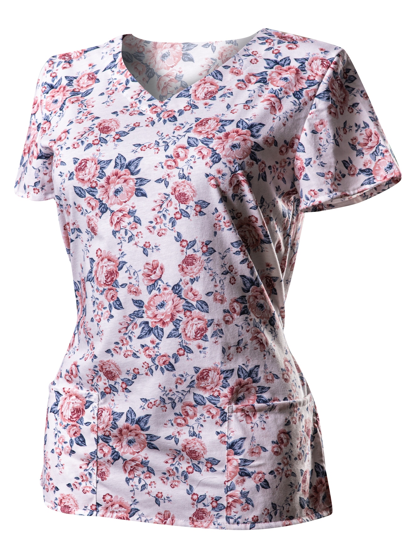 Bluza Medyczna Biała Róża Wiązana z Dzianiny Elastyczna Bawełna 100% 38