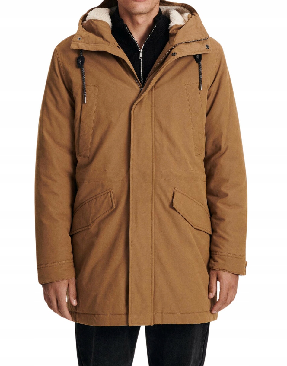 KU117 Parka Bunda S Kapucí Zateplená Kožíškem Zip Kapsy (11) S