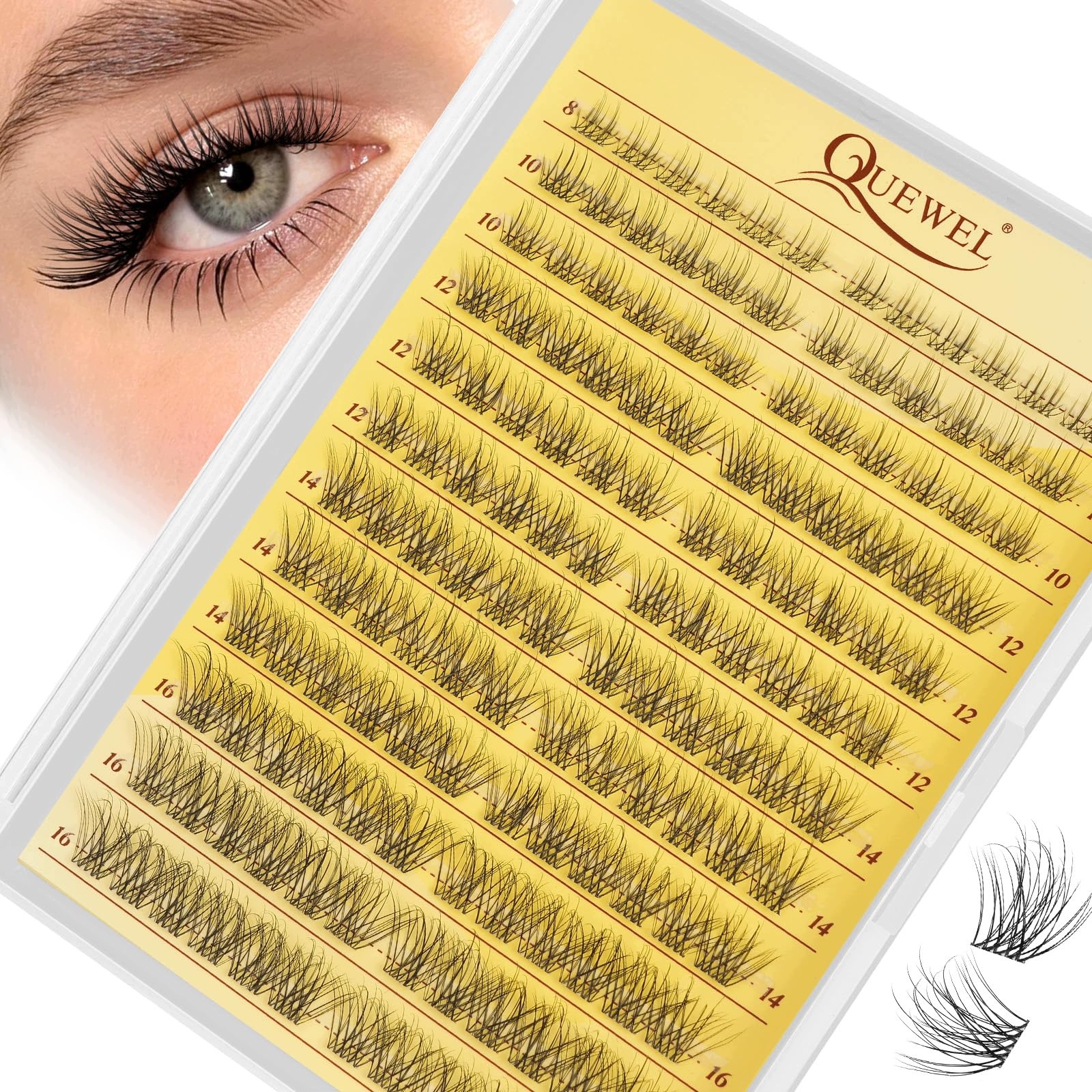 Pupínky umělých řas C Curl 8 16 Mm 144 Kusů Breezy Quewel