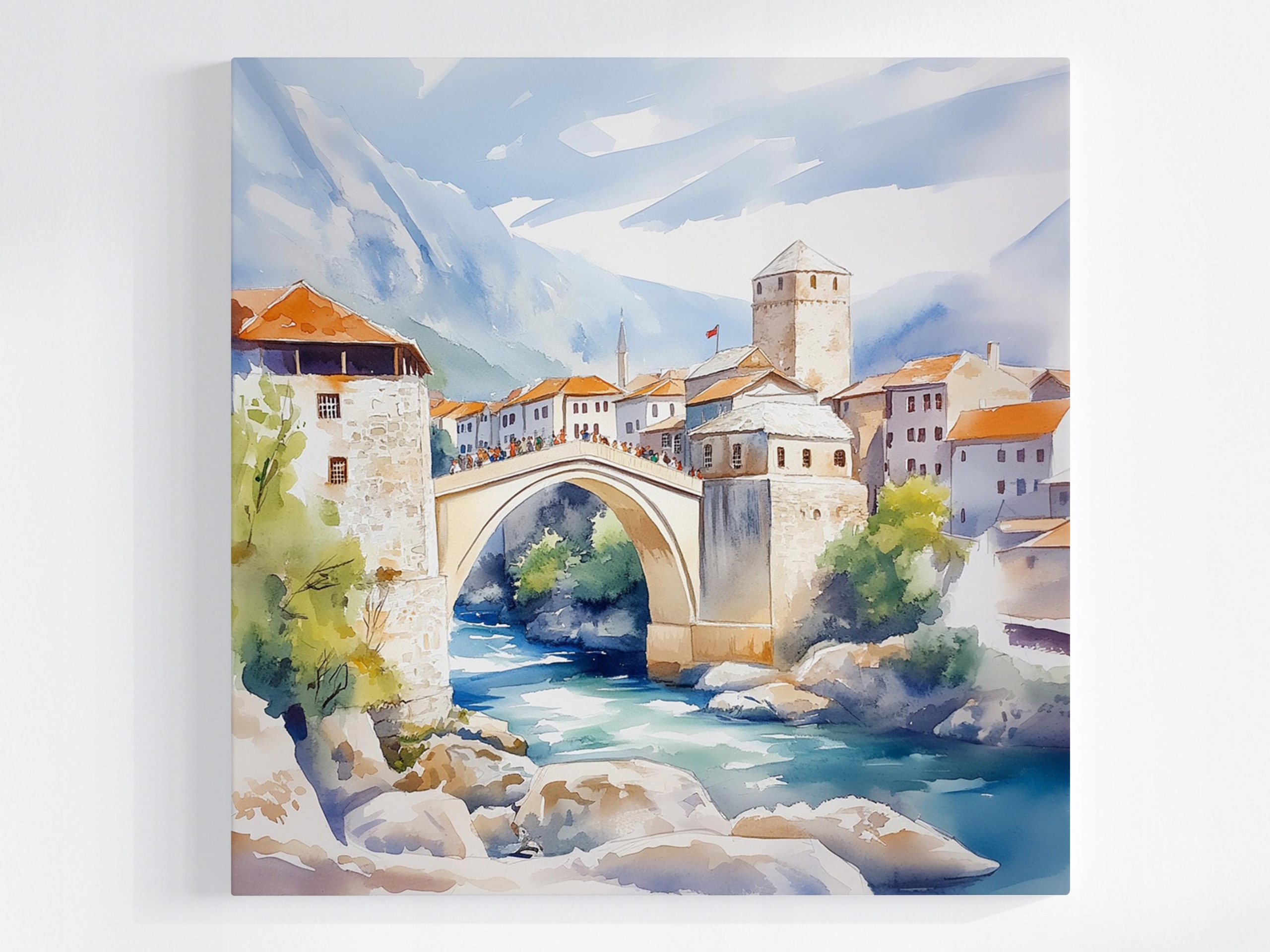 Obraz Na Plátně Balkán Bosna Mostar Město Most Turistika 80x80
