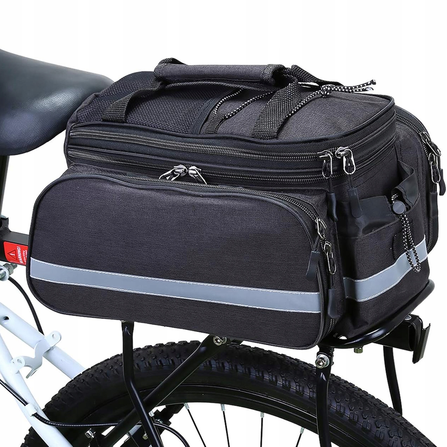 Torba Sakwa Rowerowa Na Bagażnik Wodoodporna Sztywne Boki Kieszeń Na Bidon