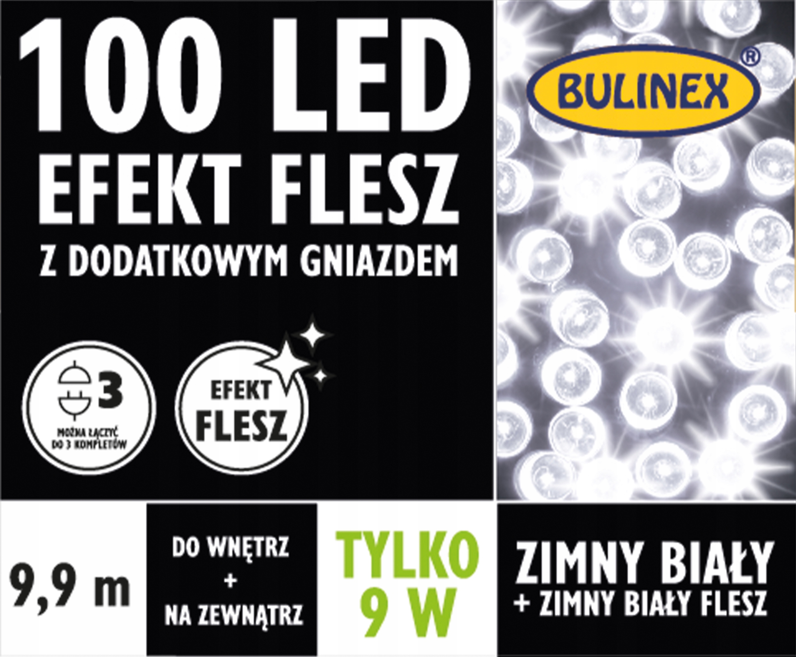 Bulinex Lampki 100LED FLESZ biały dod.gn.