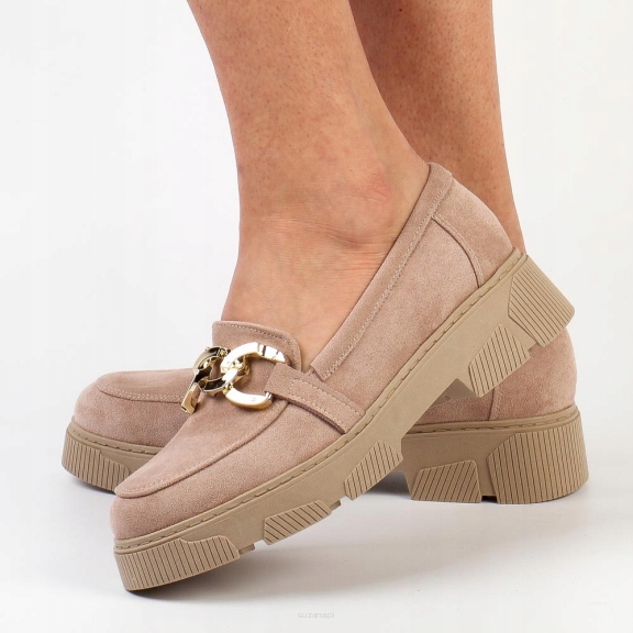 

Beżowe Polskie mokasyny damskie Deoni D208 r37