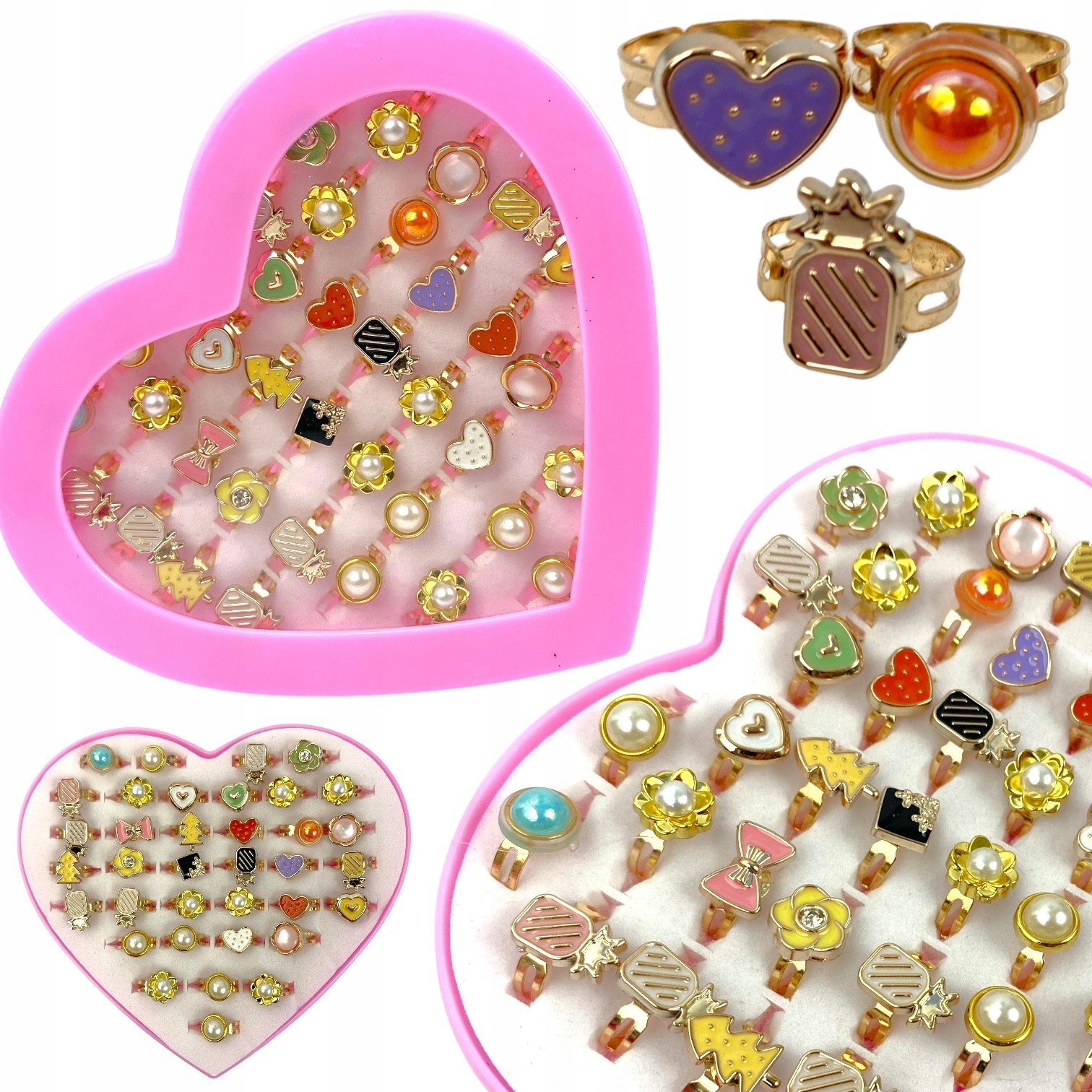 BIŻUTERIA PIERŚCIONKI DLA DZIEWCZYNKI zestaw 36szt