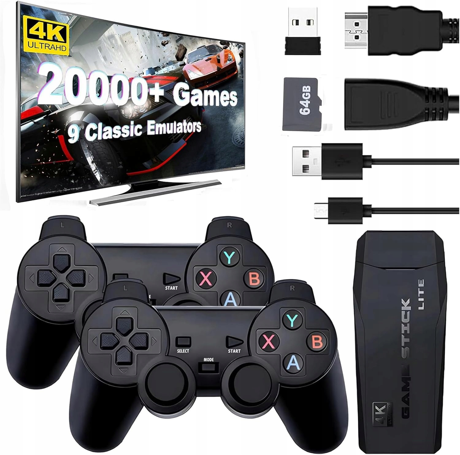 Konsola Retro 2 Pady +20000 Gry Tv Gra Telewizyjna Bezprzewodowy 2.4G Hdmi