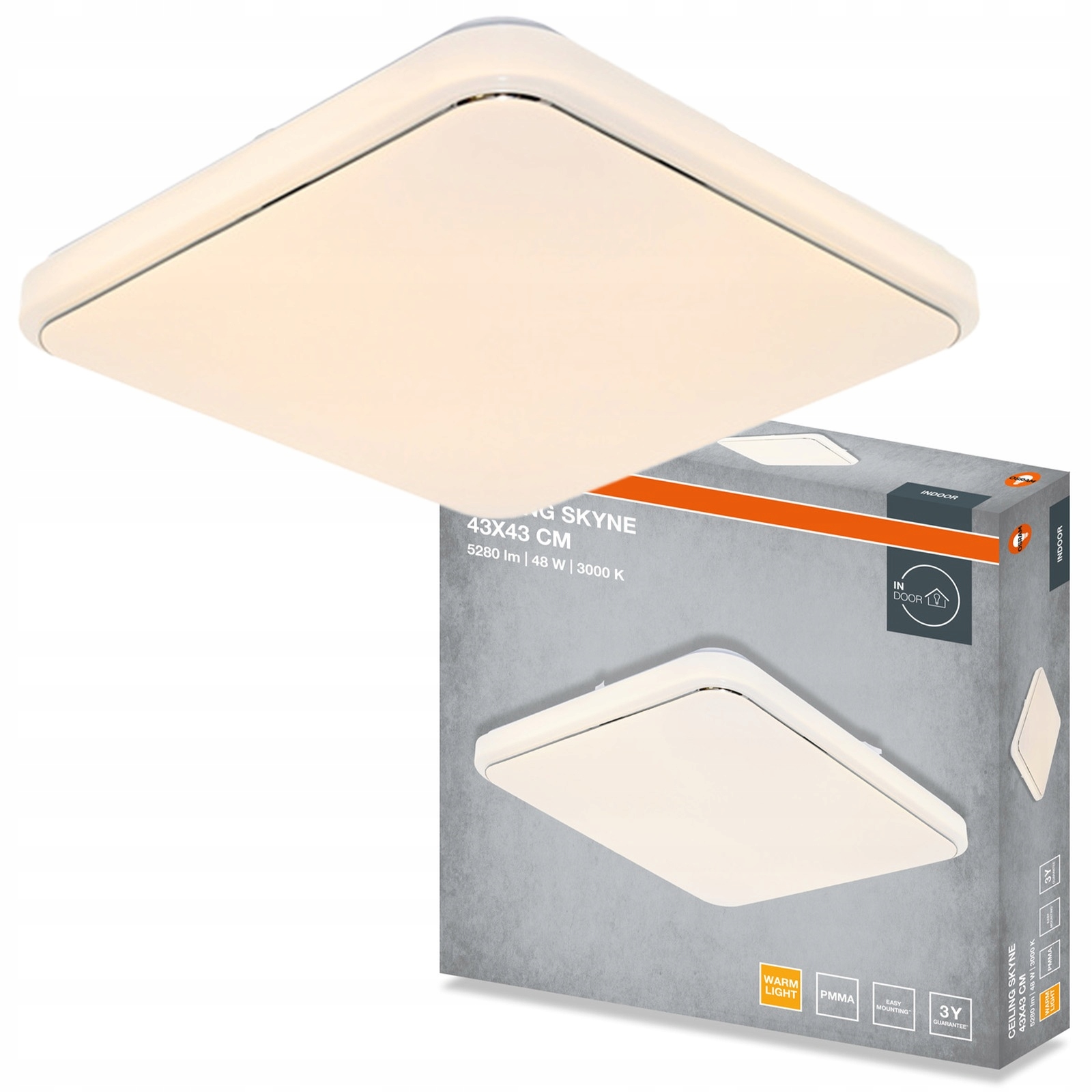 Stropní Svítidlo Led nástěnné svítidlo 48W 3360lm 3000K Čtvercový Bílý Skyne Osram