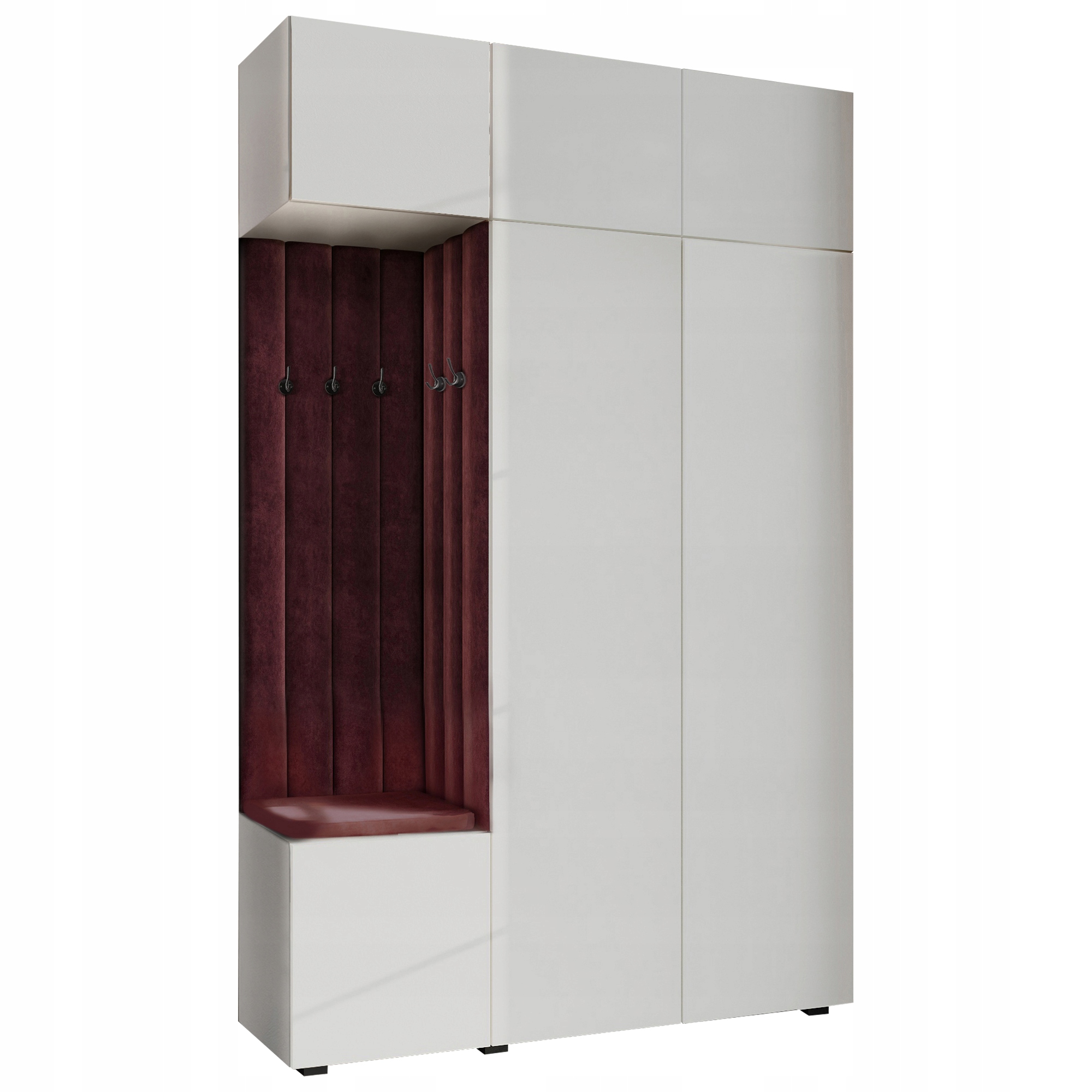 Šatní Skříň Do Předsíně S Sedákem A Nástavcem, Bílá, Pto Černá 68