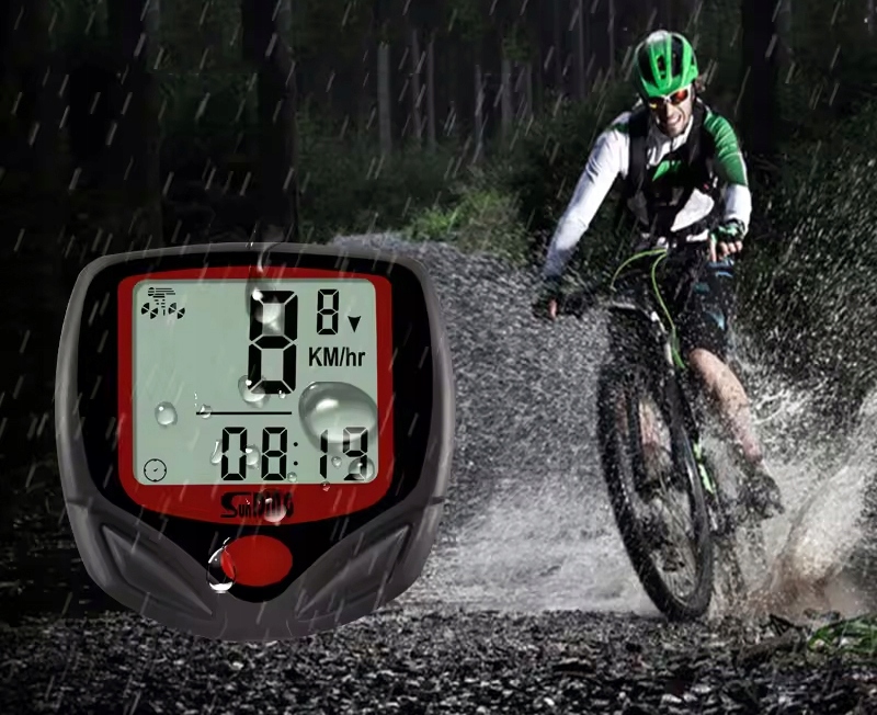 LICZNIK ROWEROWY WODOODPORNY PRĘDKOŚCIOMIERZ LCD PRĘDKOŚĆ PRZEBIEG ZEGAR Kolor dominujący czarny