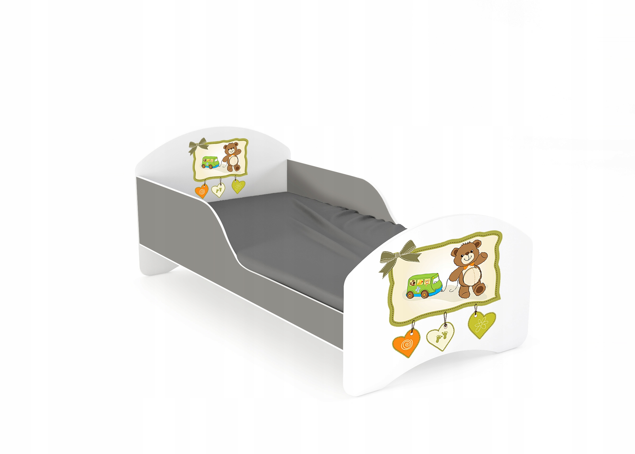 Łóżko dziecięce LEO2 140x70 biało-szare Kolor odcienie szarości