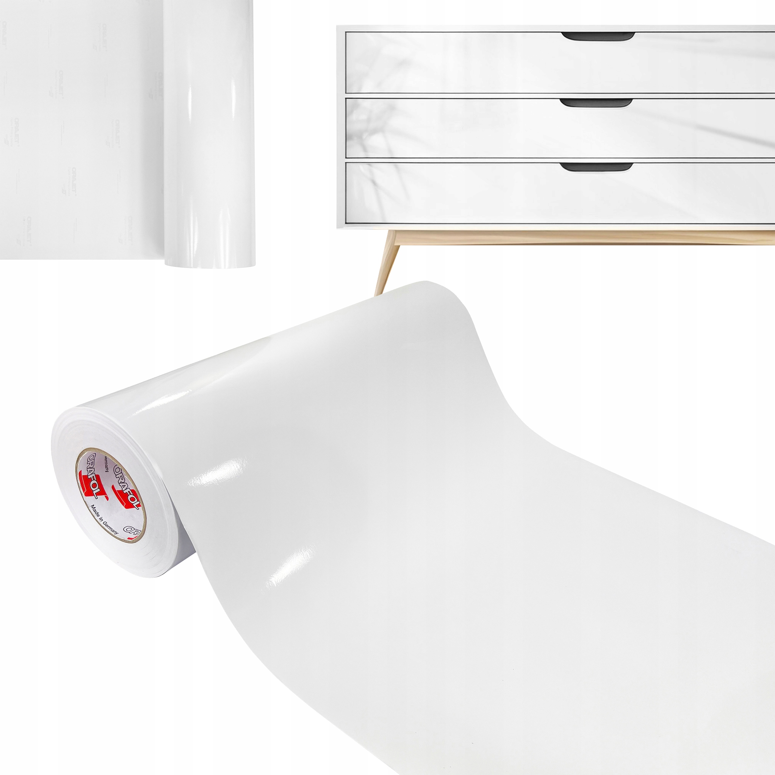 Dyha Na nábytok Dvere Doska Skrinky Dekoratívna Fólia Biely Lesk 52 cm x 50 m