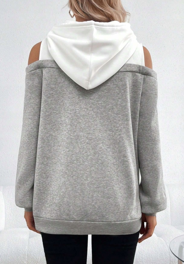 SHEIN BLUZA Z KAPTUREM CIĄŻOWA SZARA CASUAL 38 ŁŁC Rozmiar 38