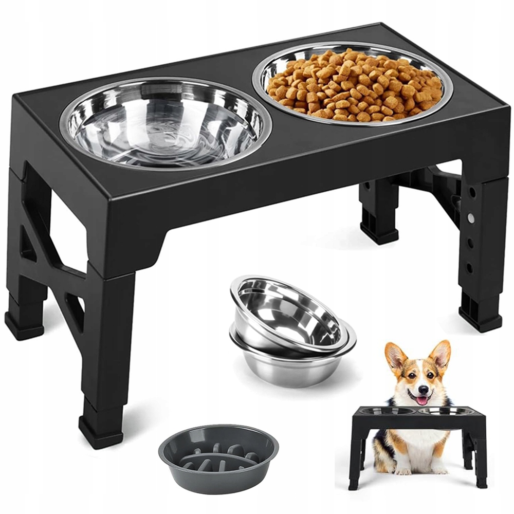 Podavač Pro Psa S Nastavitelnou Výškou A Třemi Miskami Součástí Balení