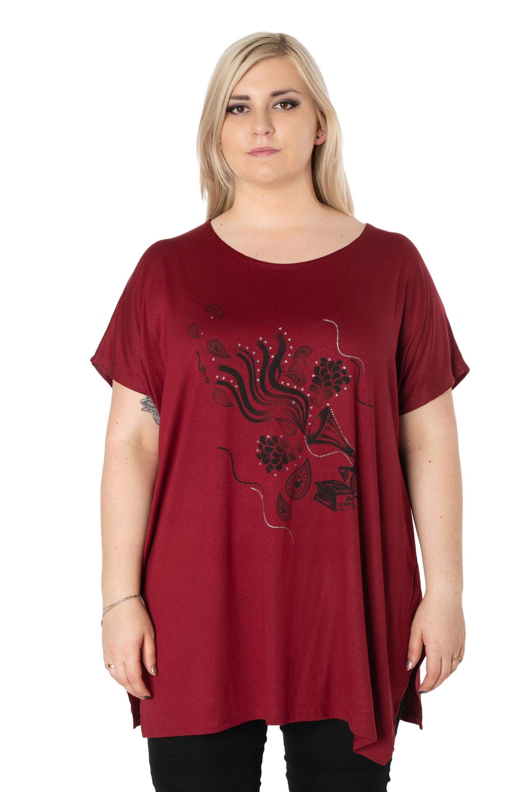 

Duża Długa Bluzka Damska Tunika Oversize 645-02