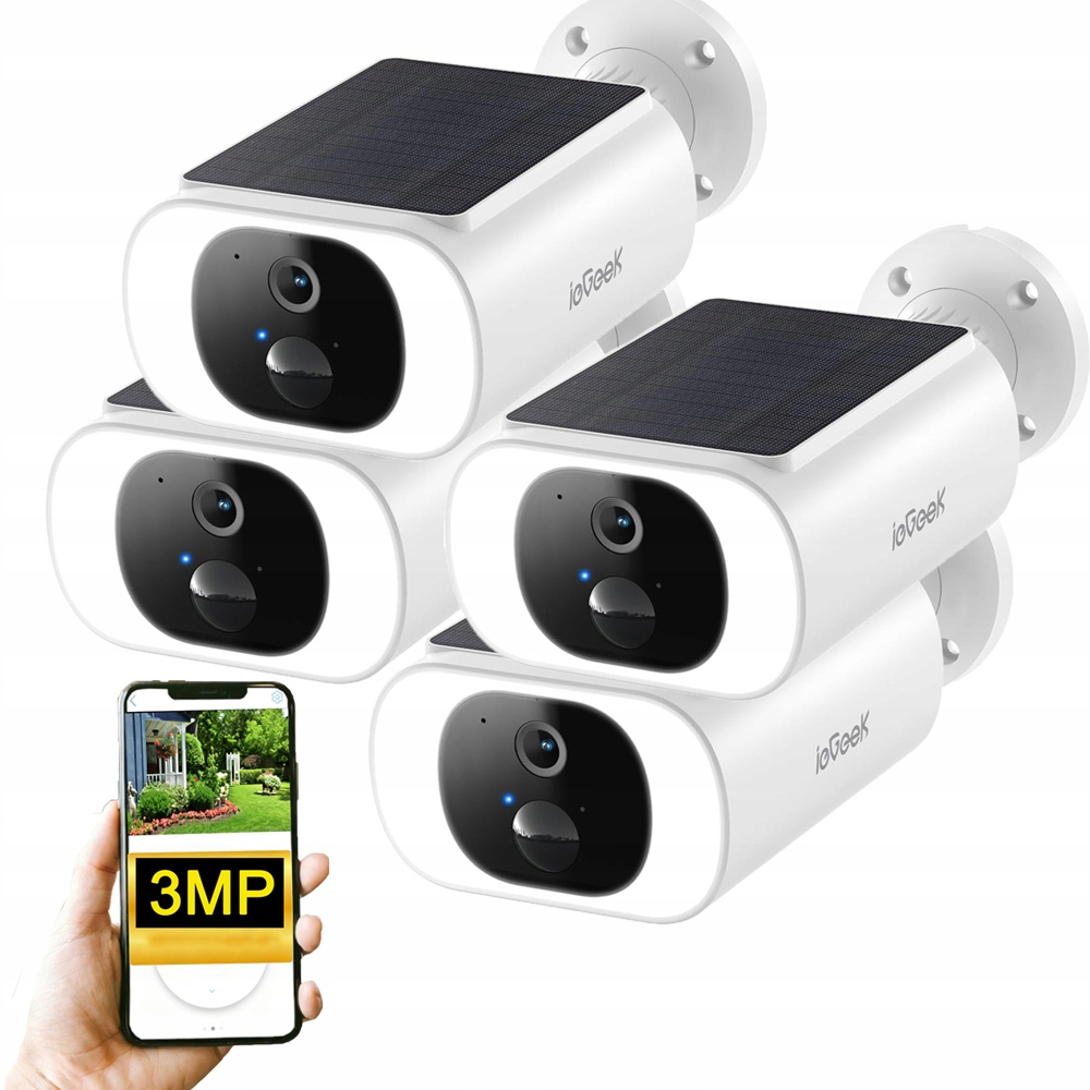 4 kusy Vnitřní Venkovní Wifi Kamera 3MPX Detekce Alarmu Vnitřní