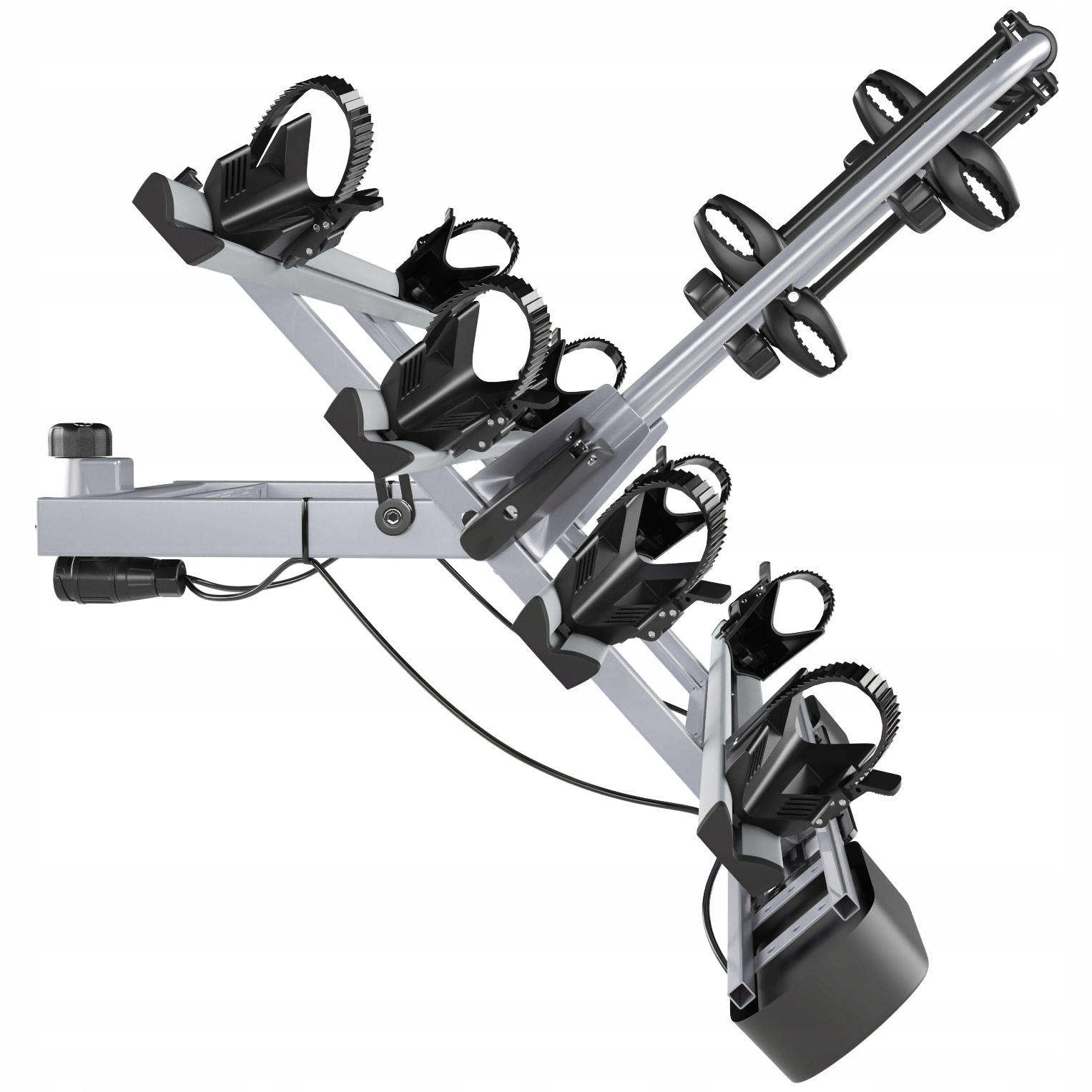 ZAMYKANY BAGAŻNIK ROWEROWY PLATFORMA NA HAK NA 4 ROWERY DO 75kg UCHYLANY Liczba rowerów 4