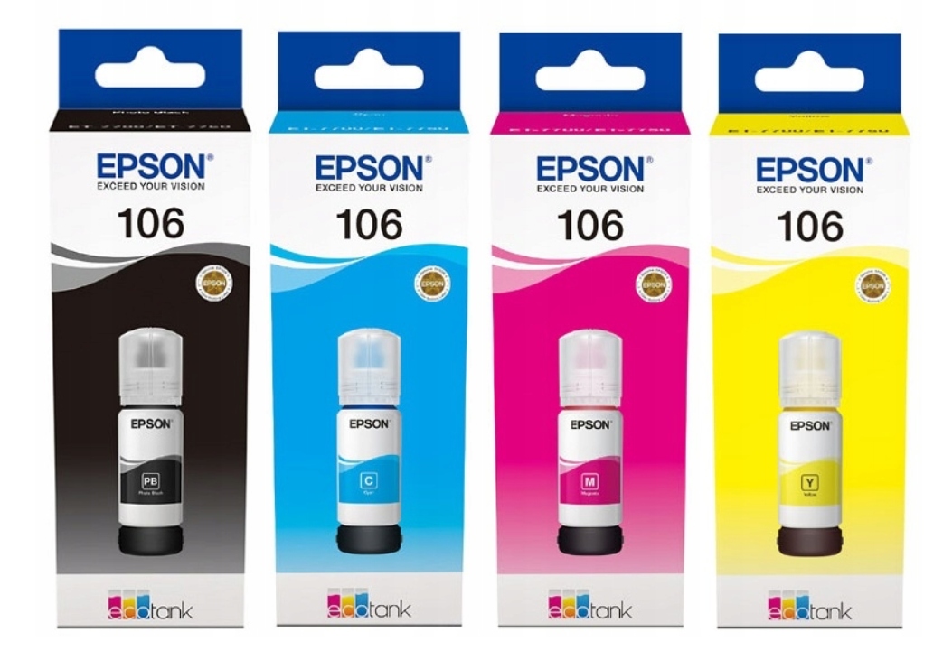 Set 4 x Inkoustů Epson 106 Ecotank L7160 L7180