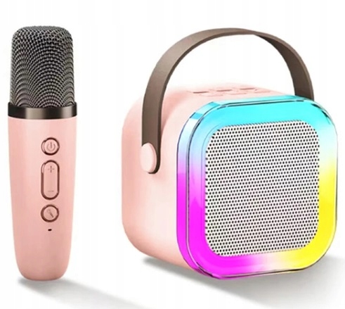 ZESTAW DO KARAOKE MIKROFON BEZPRZEWODOWY Z GŁOŚNIKIEM BLUETOOTH ŚWIECI LED