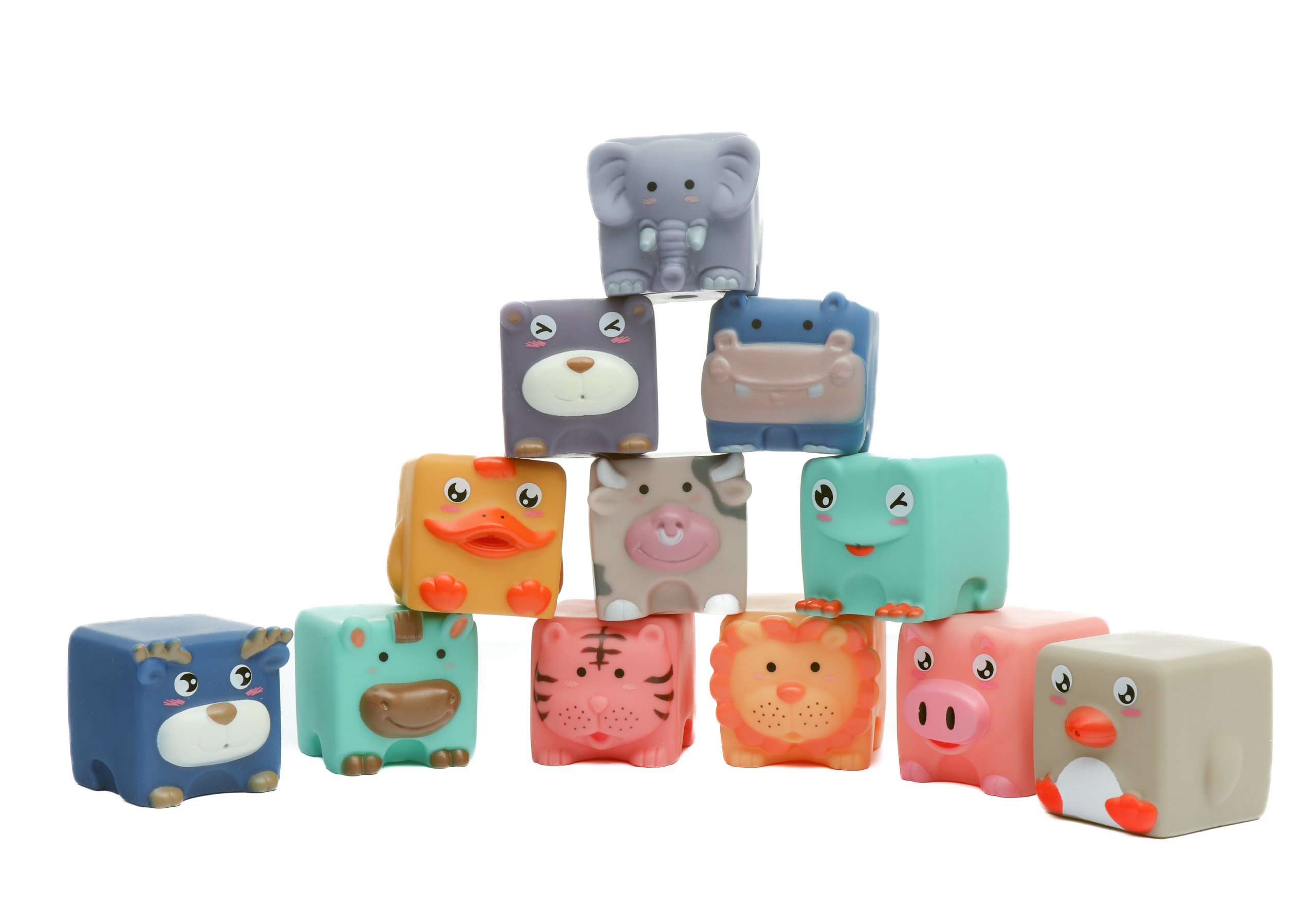 MIĘKKIE KLOCKI SENSORYCZNE ZWIERZĄTKA 12 SZT WOREK Marka inna