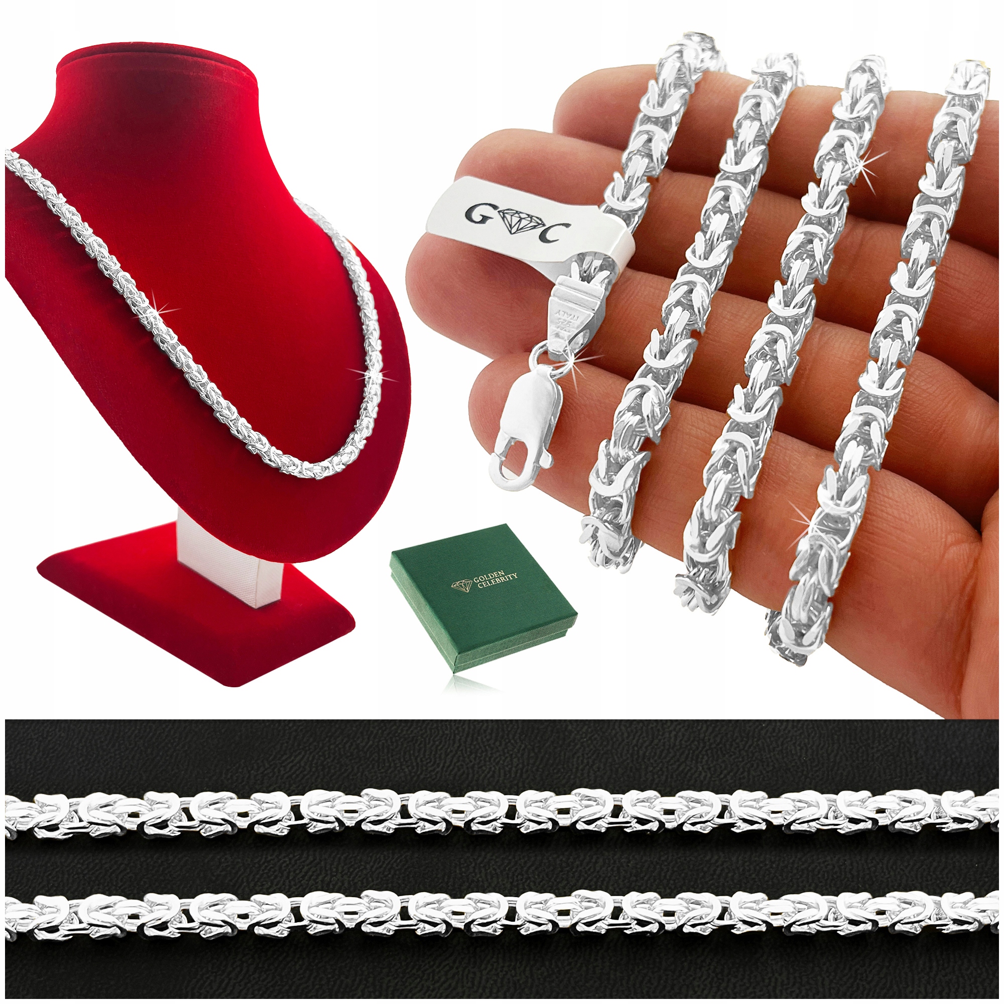 Tlustý Stříbrný Řetízek Dámská Královská Vazba Stříbro 925 55 cm/4,3 mm Dárek