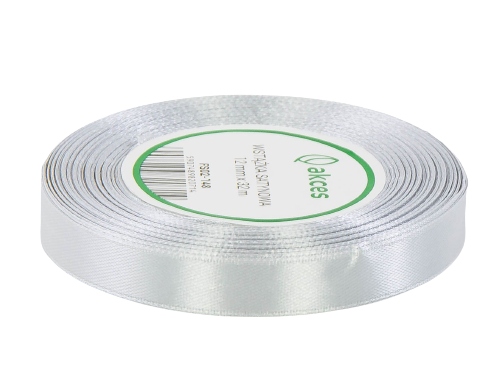 

Satynowa Wstążka tasiemka Szara Srebrna 12mm 32m