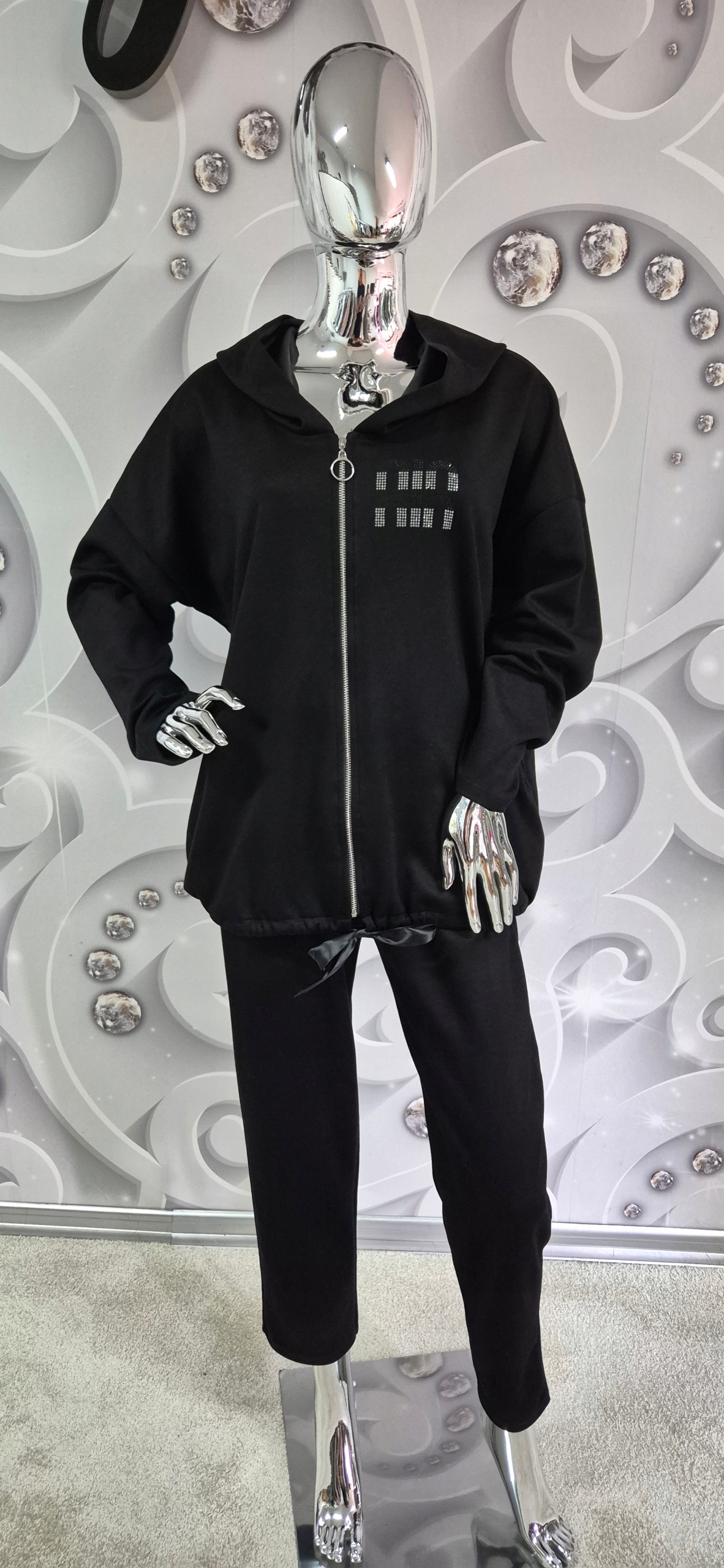 Komplet teplákovka Min Novinka Máslo Rozepínací Mikina Kalhoty Černá M, L, XL