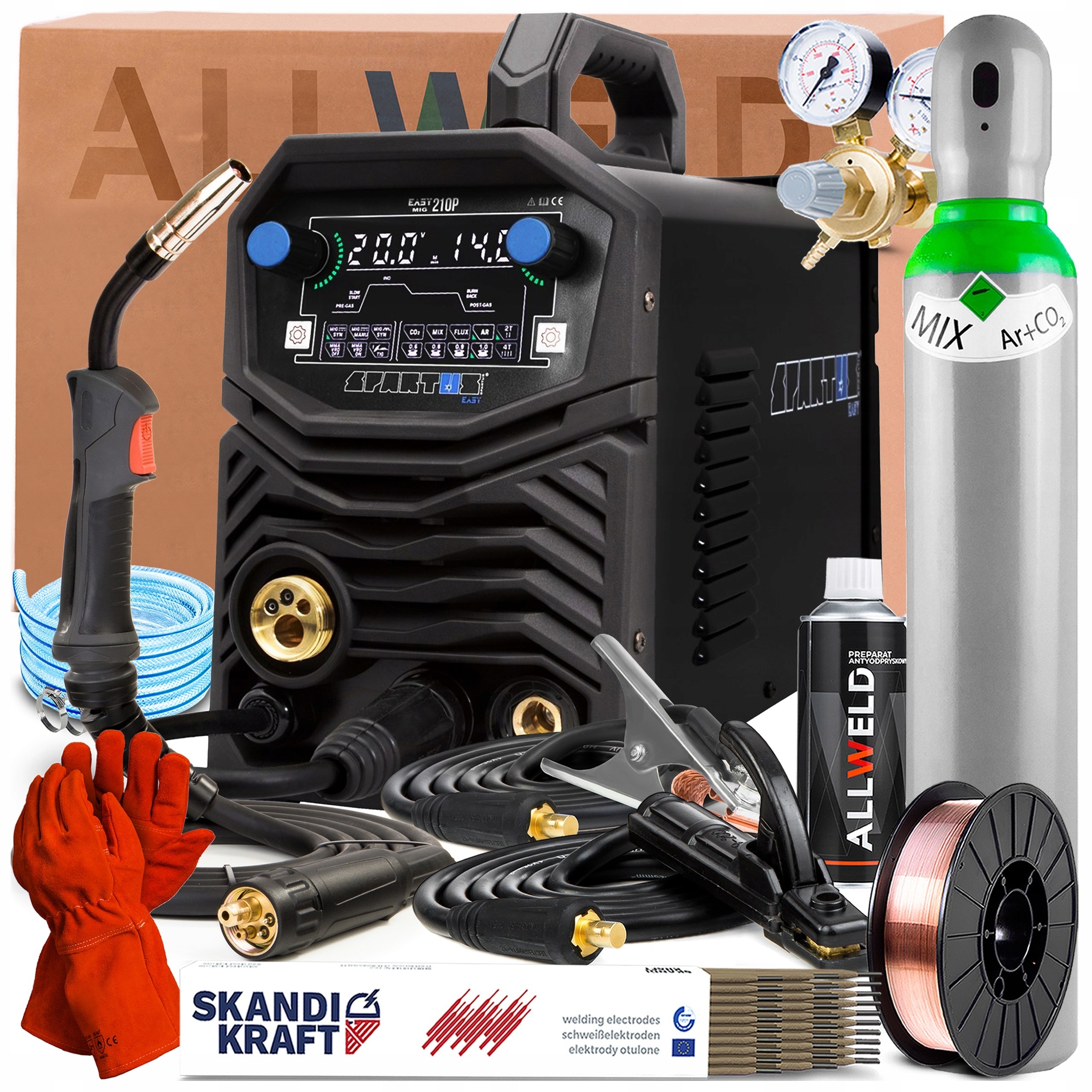 Svářečka Spartus Easymig 210 Led 230V 200A Synergie Tig Lift Flux 2T/4T
