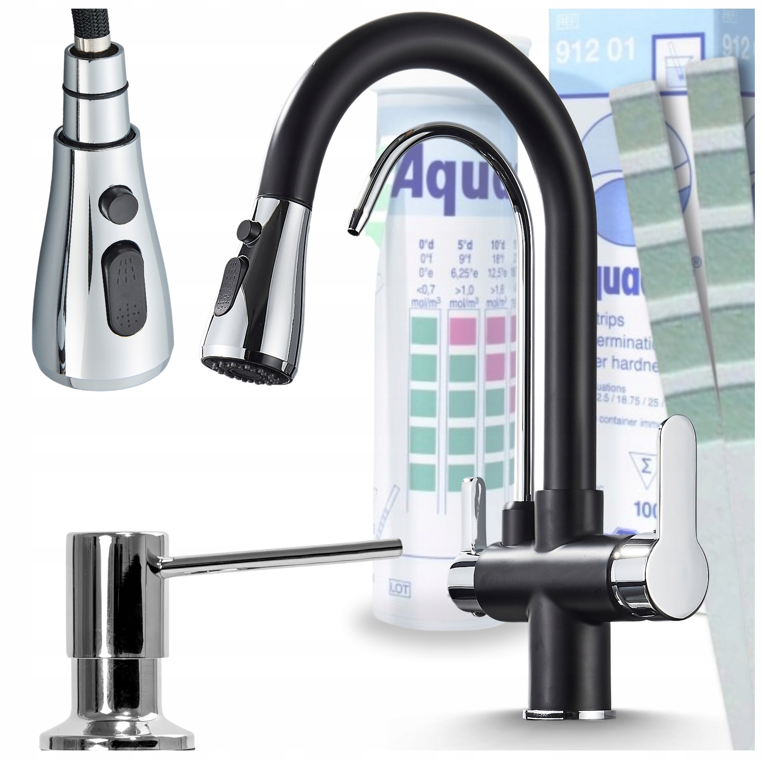 Kuchynská batéria Čierna Chrom Na dosku Flexibilný výtok pre filter Sada