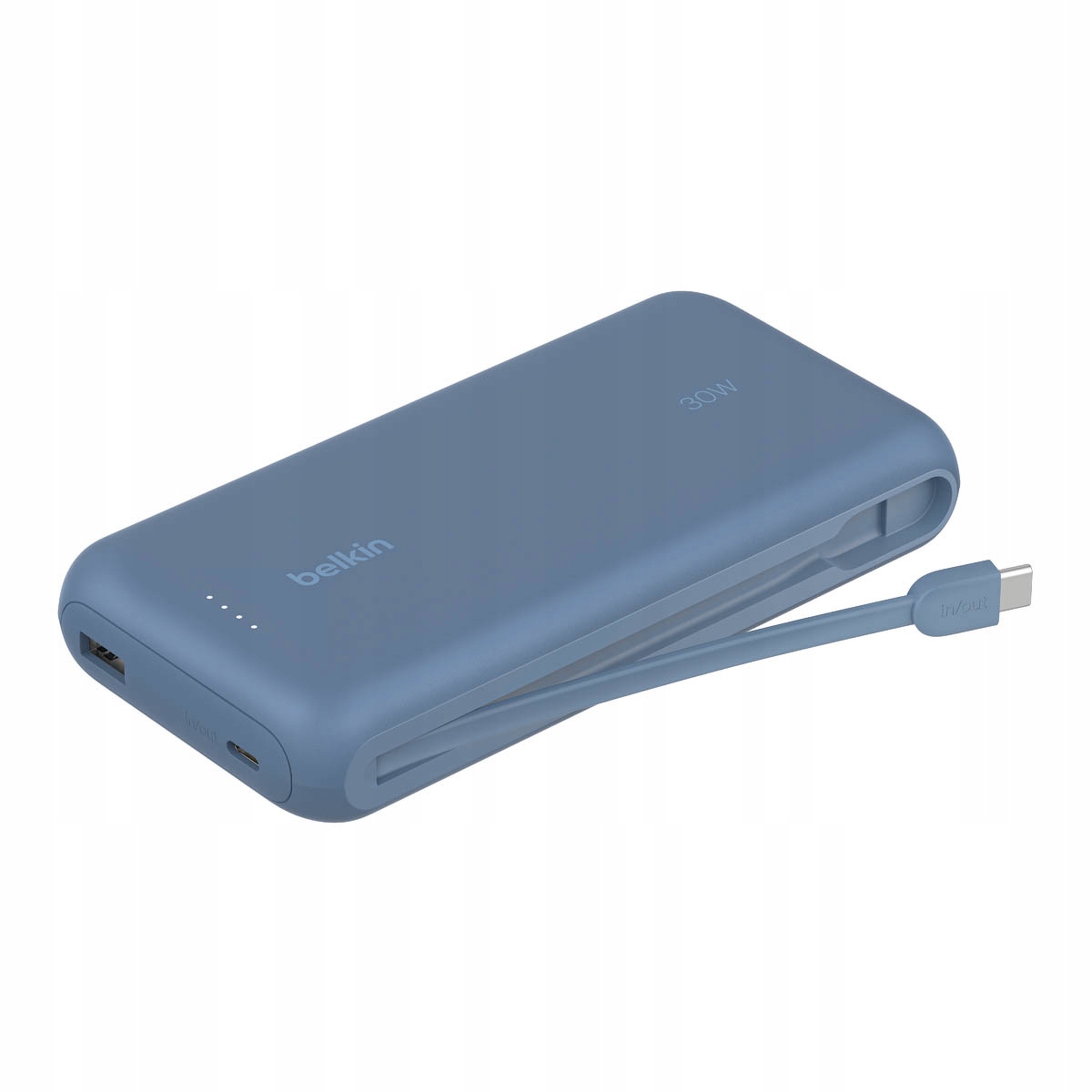 Belkin Powerbank 20 000 mAh, 30 W, vestavěný kabel Usb-c, Usb-c, Usb-a, nebeský