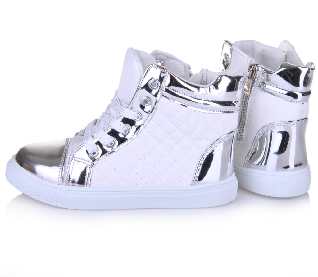 SREBRNE BOTKI WIOSENNE JESIENNE dziecięce PIKOWANE WYGODNE _31 - 19,5cm Rozmiar 31