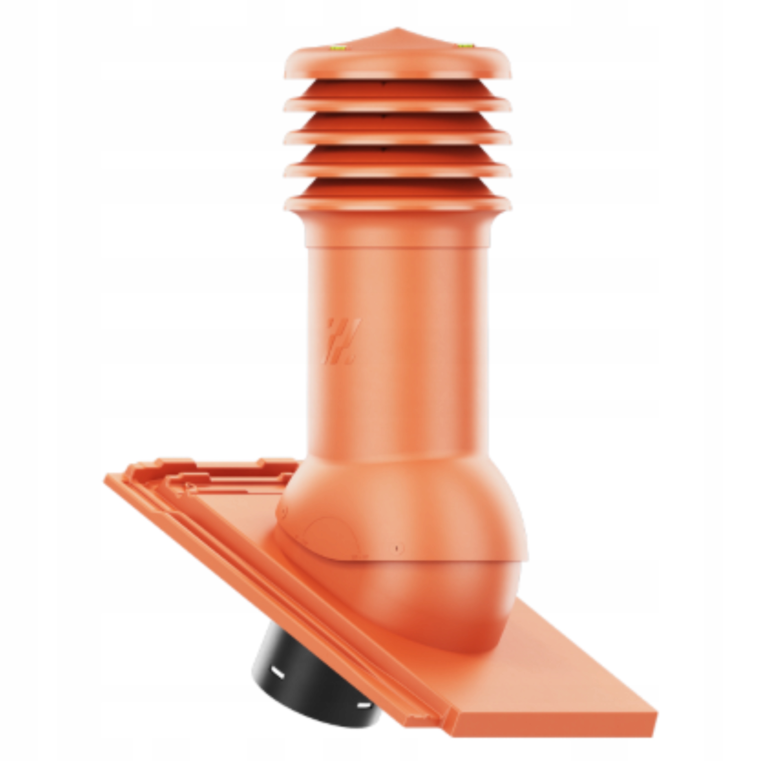 Větrací komín fi125 HiVent střešní krytina Erlus Linea Červená Natur/spiek