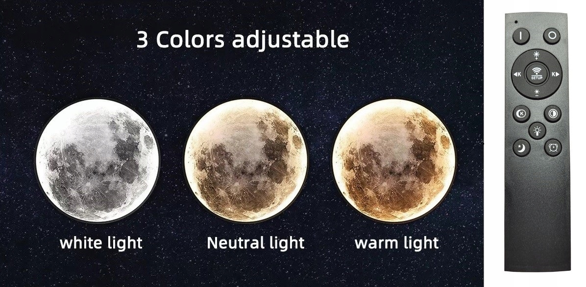 Plafon Lampa Led Księżyc 40 cm - MOON 3D - pilot Styl nowoczesny