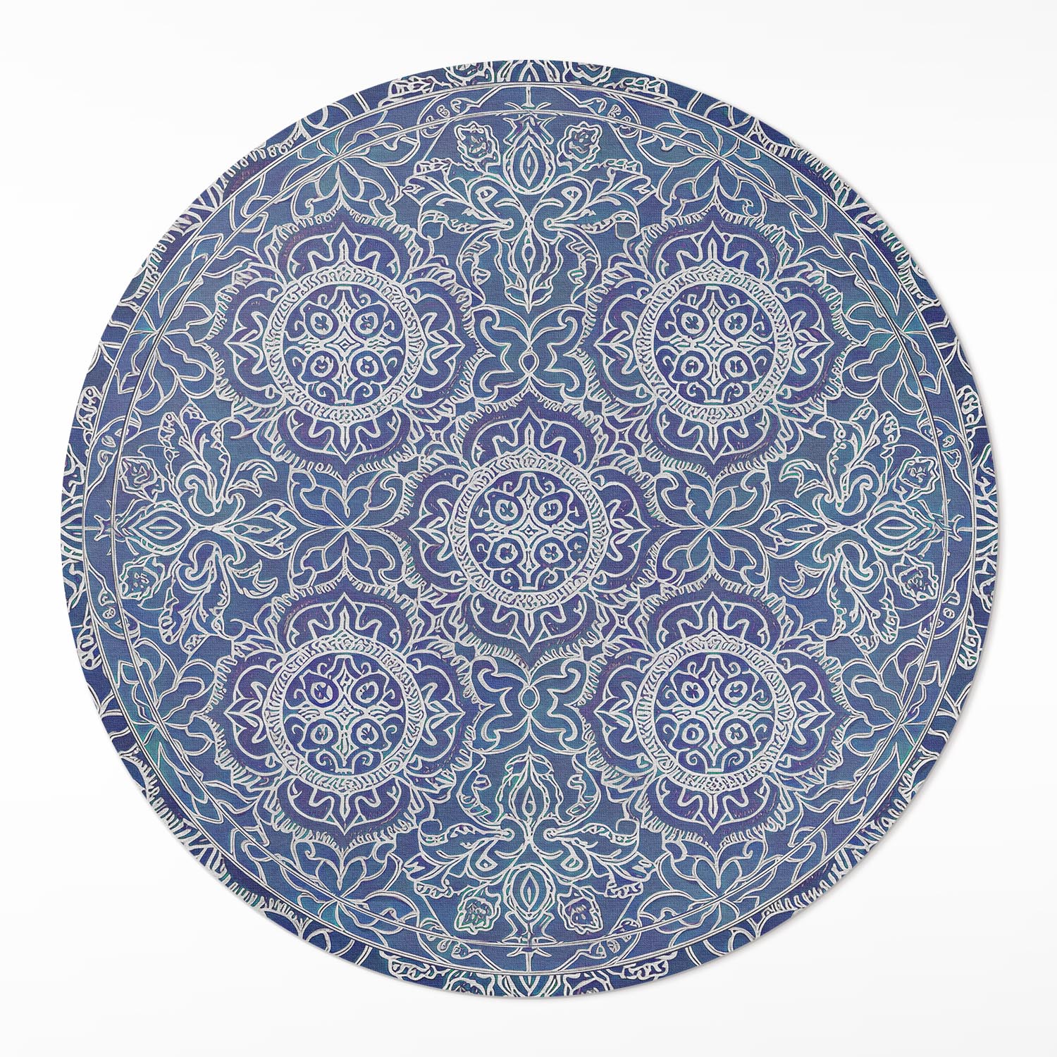 Vinylový Kulatý Koberec Bohatě zdobený geometrickým vintage vzorem ⌀ 150 cm