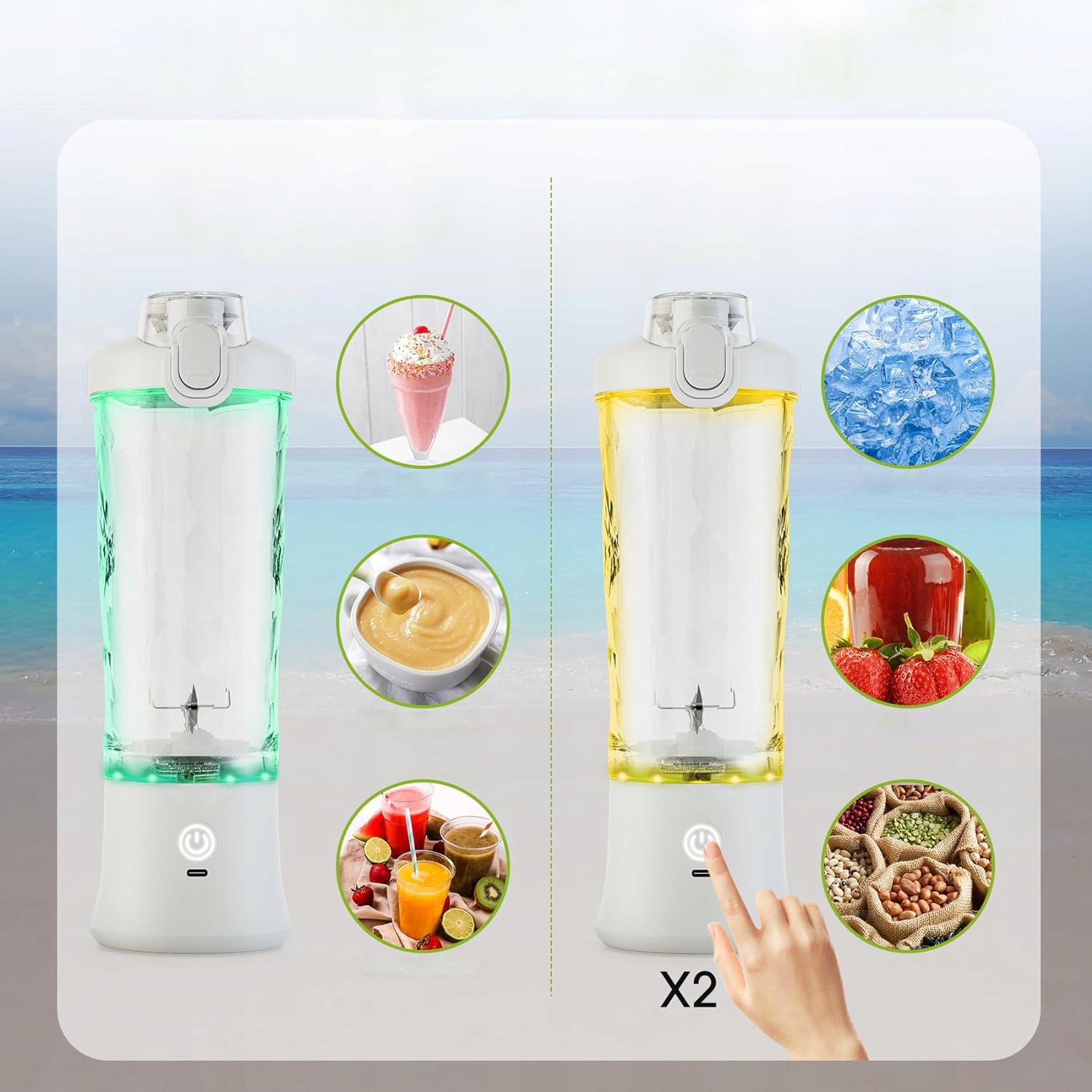 PRZENOŚNY BLENDER 600 ML, 4000mAh Baterie, ŁADOWANY PRZEZ USB(WHITE) Marka inna